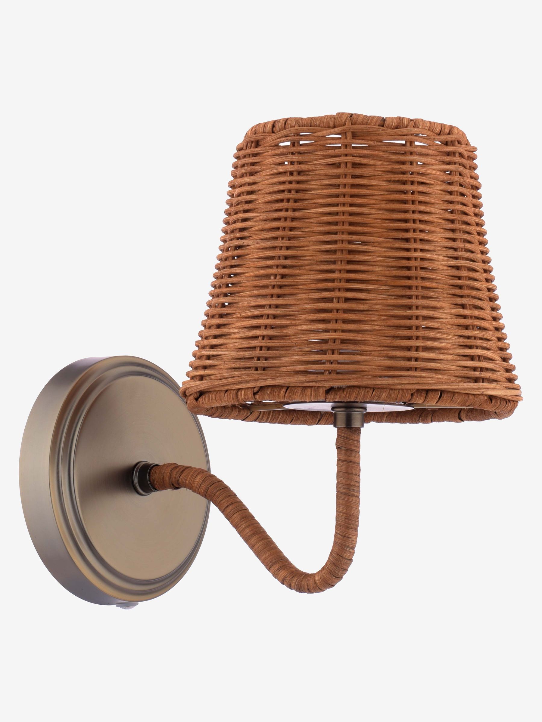 Brown Elcot Rechargeable LED Rattan Wall Light - Image 4 of 6