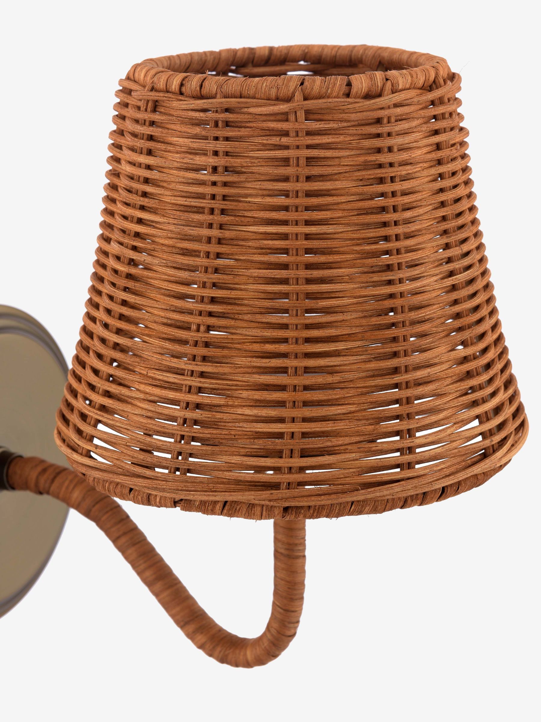 Brown Elcot Rechargeable LED Rattan Wall Light - Image 5 of 6