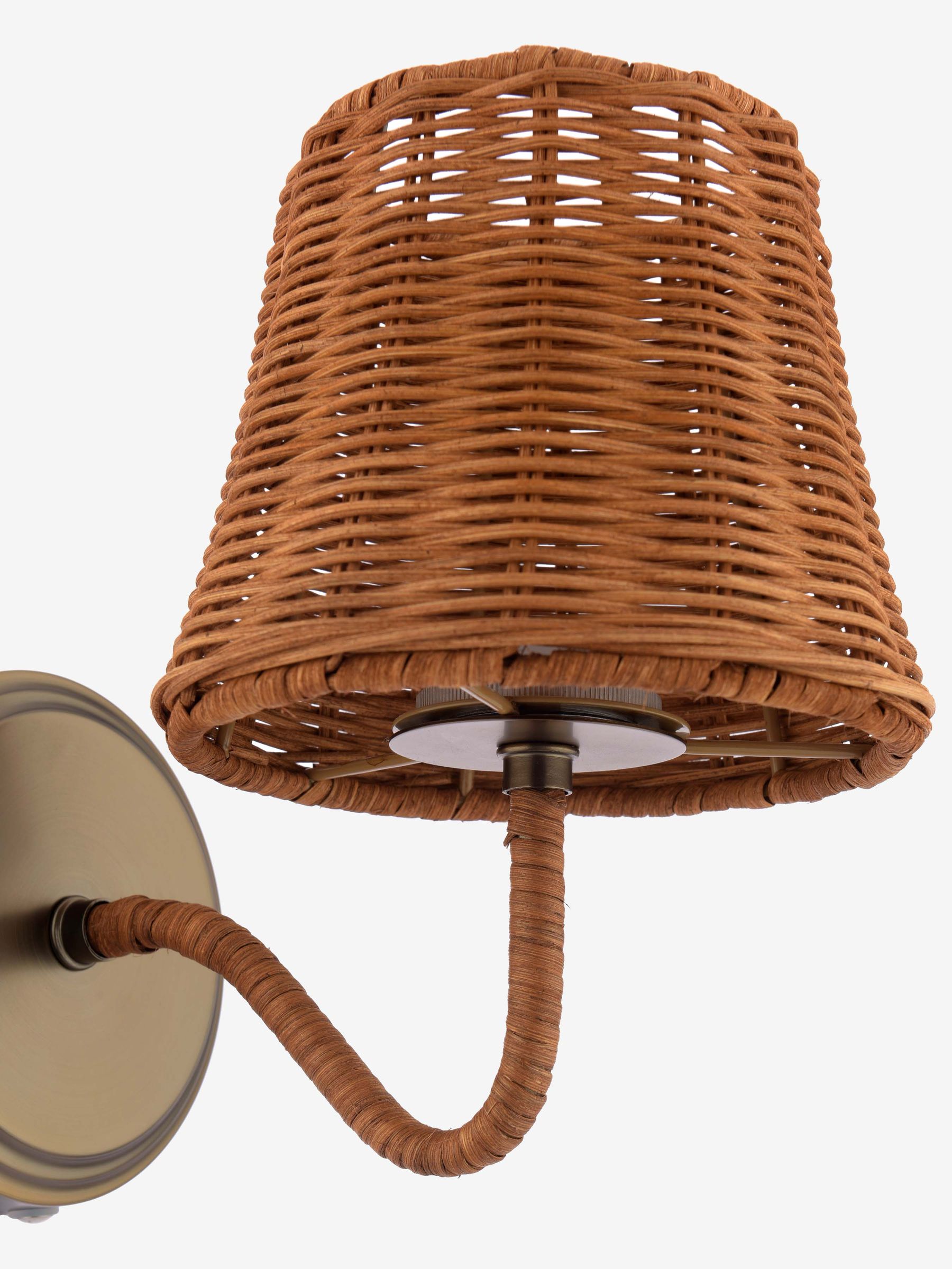 Brown Elcot Rechargeable LED Rattan Wall Light - Image 6 of 6