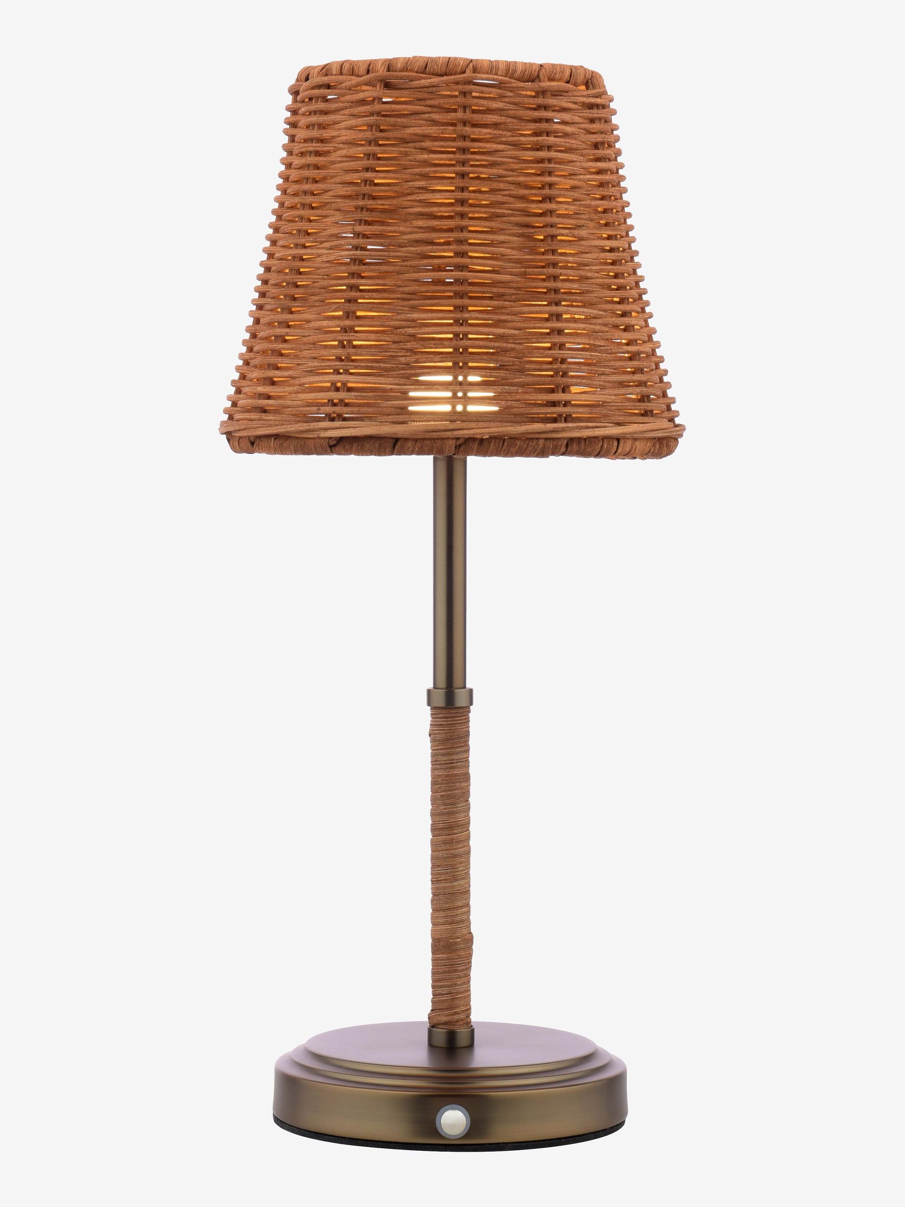 Brown Elcot Rechargeable LED Rattan Table Lamp - Image 3 of 6