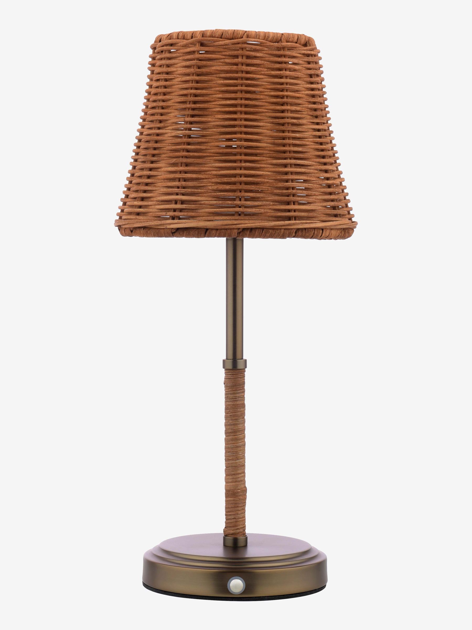 Brown Elcot Rechargeable LED Rattan Table Lamp - Image 4 of 6