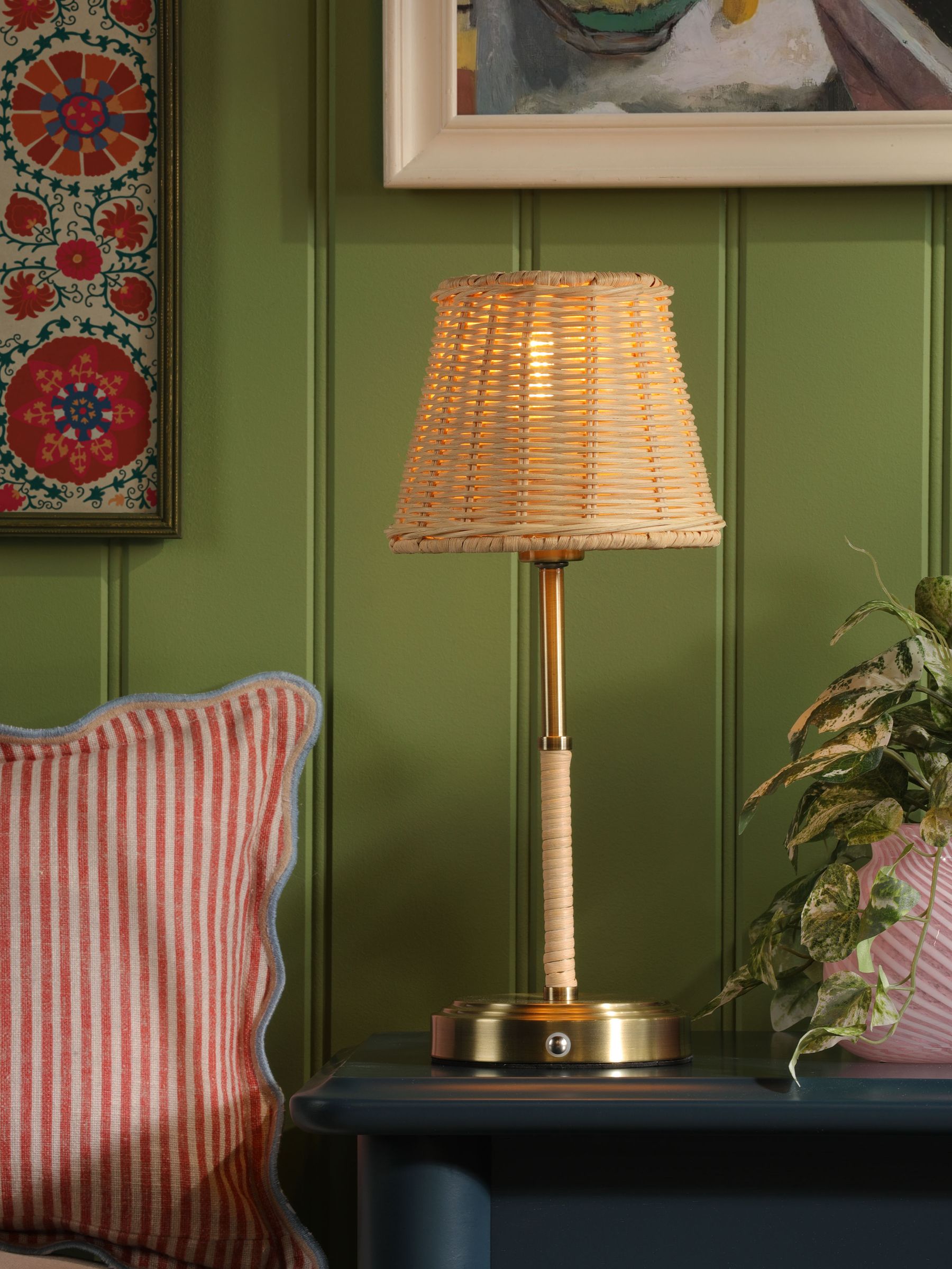 Natural Elcot Rechargeable LED Rattan Table Lamp - Image 1 of 6