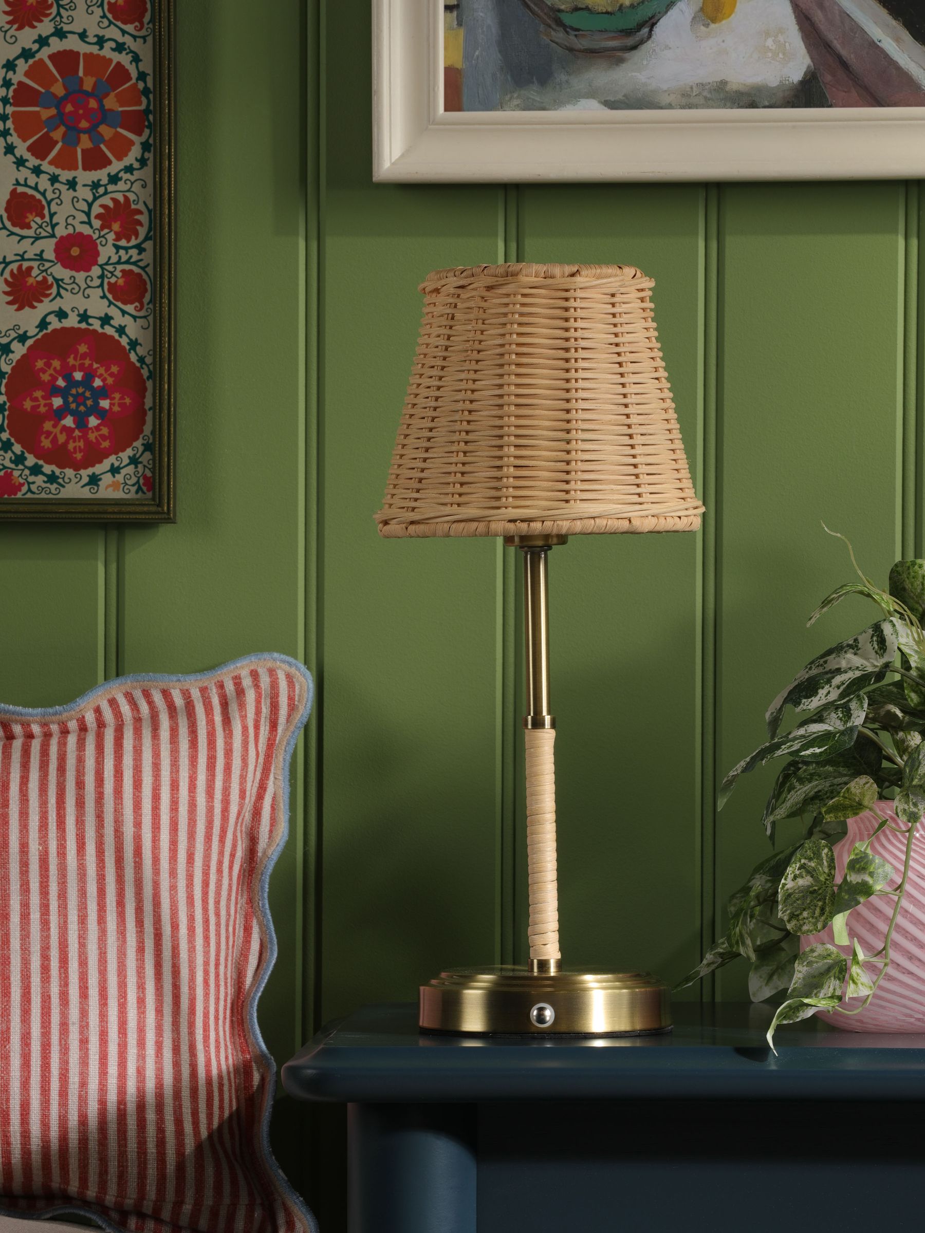 Natural Elcot Rechargeable LED Rattan Table Lamp - Image 2 of 6