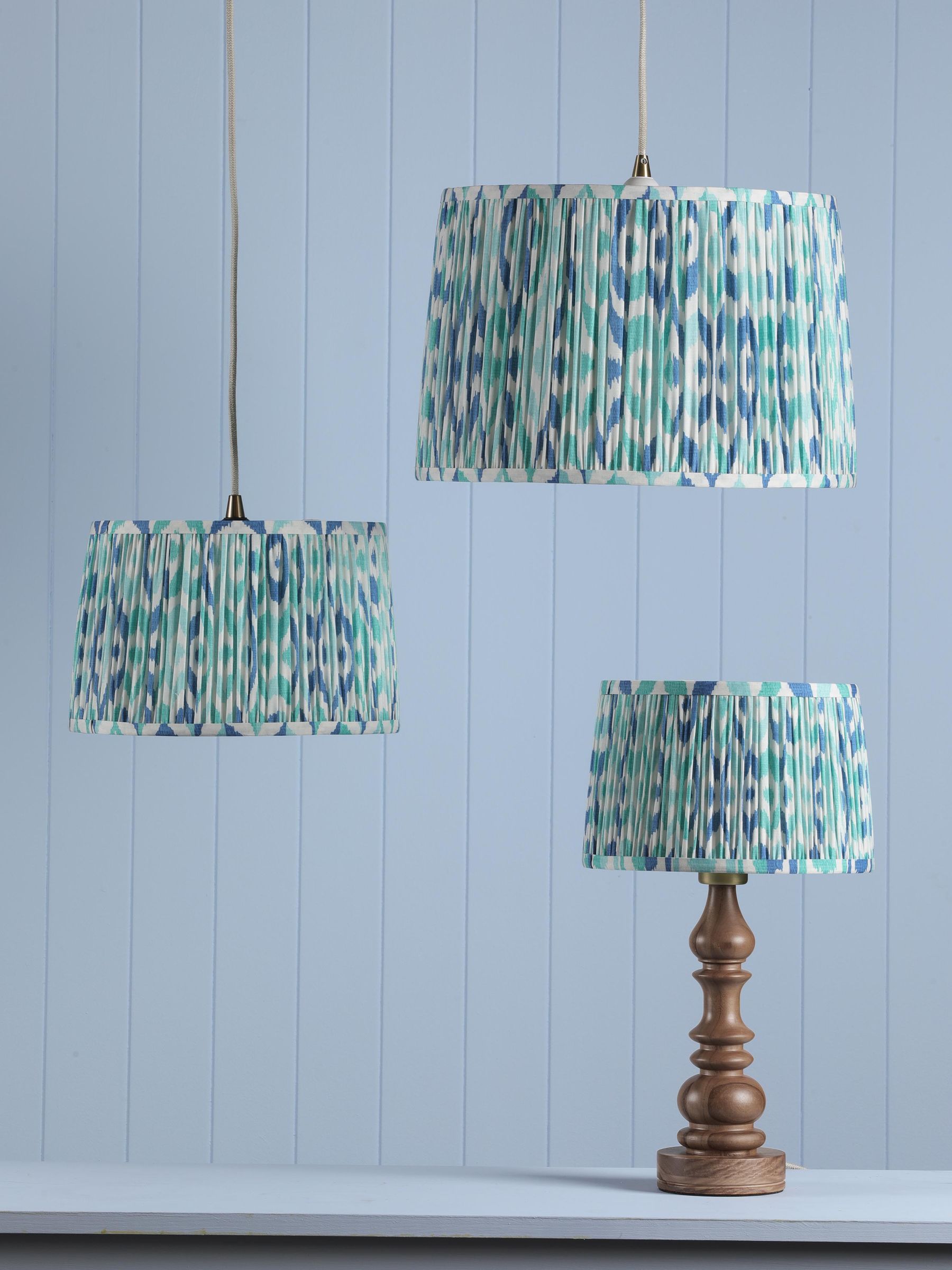 Blue Folly Pleated Cotton Easyfit Lamp Shade - Image 2 of 7 Blue Folly Pleated Cotton Easyfit Lamp Shade - Image 2 of 7