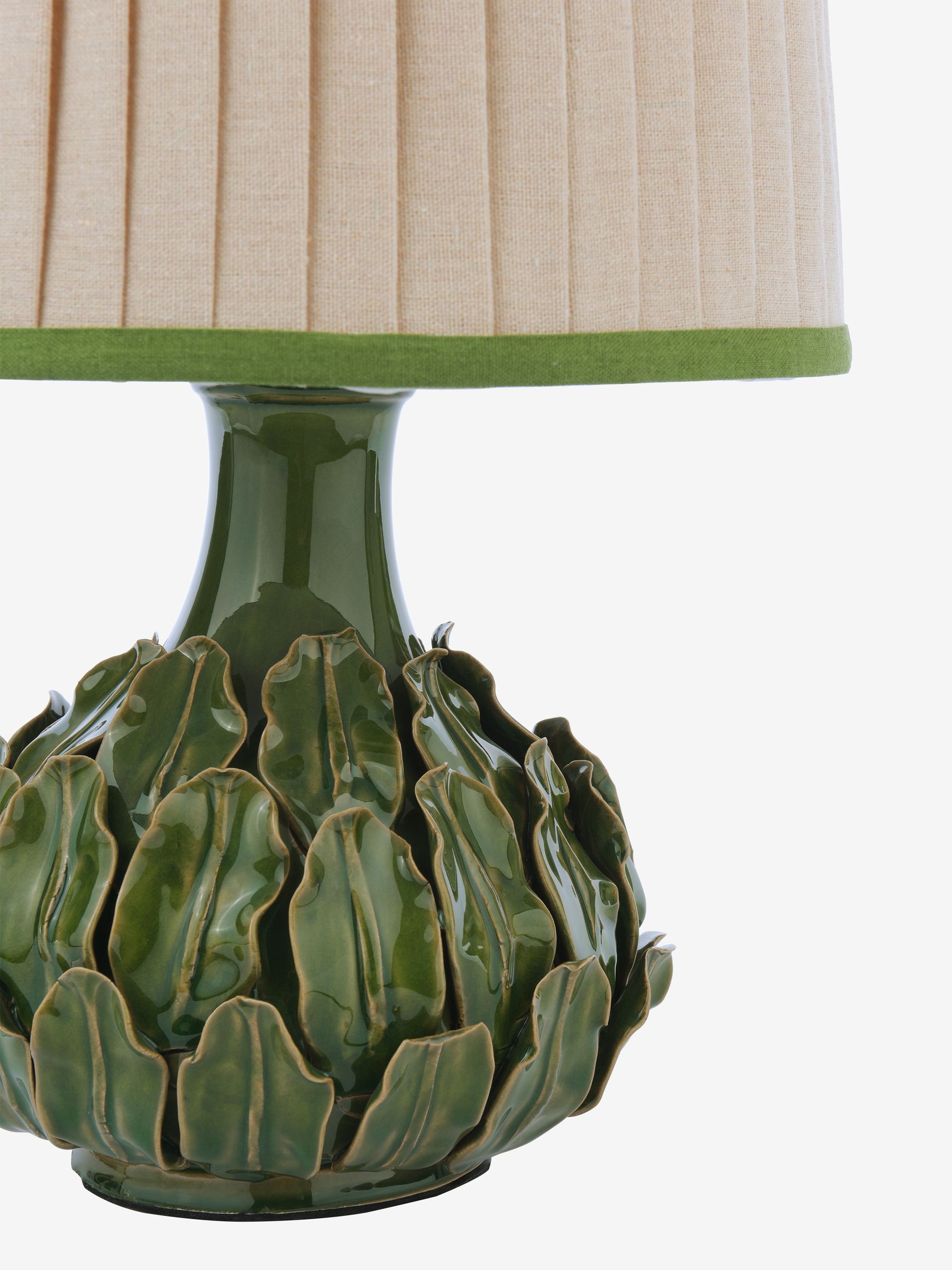 Cream & Green Chatsworth Tall Ceramic Table Lamp - Image 3 of 5