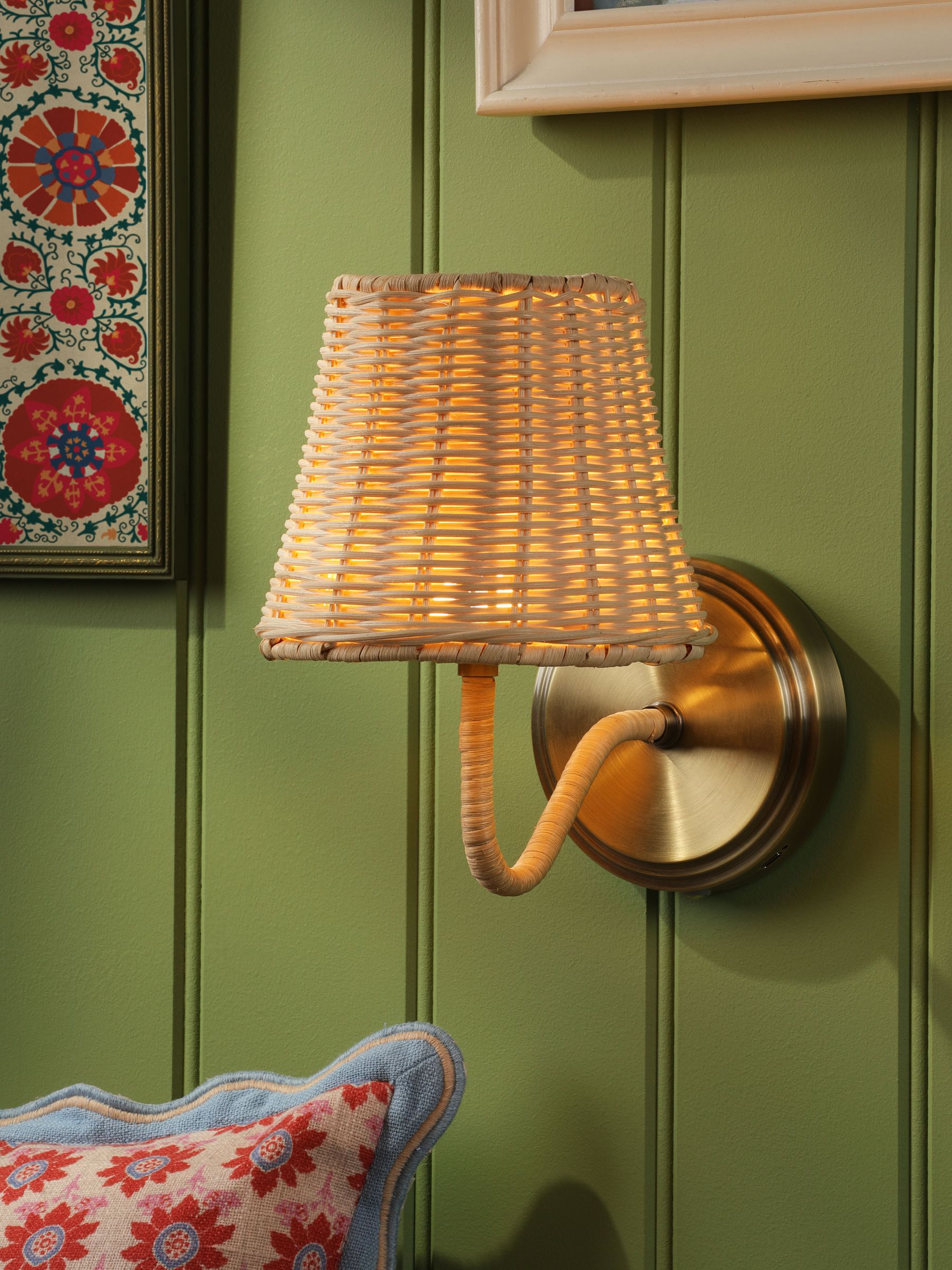 Natural Elcot Rechargeable LED Rattan Wall Light - Image 1 of 6
