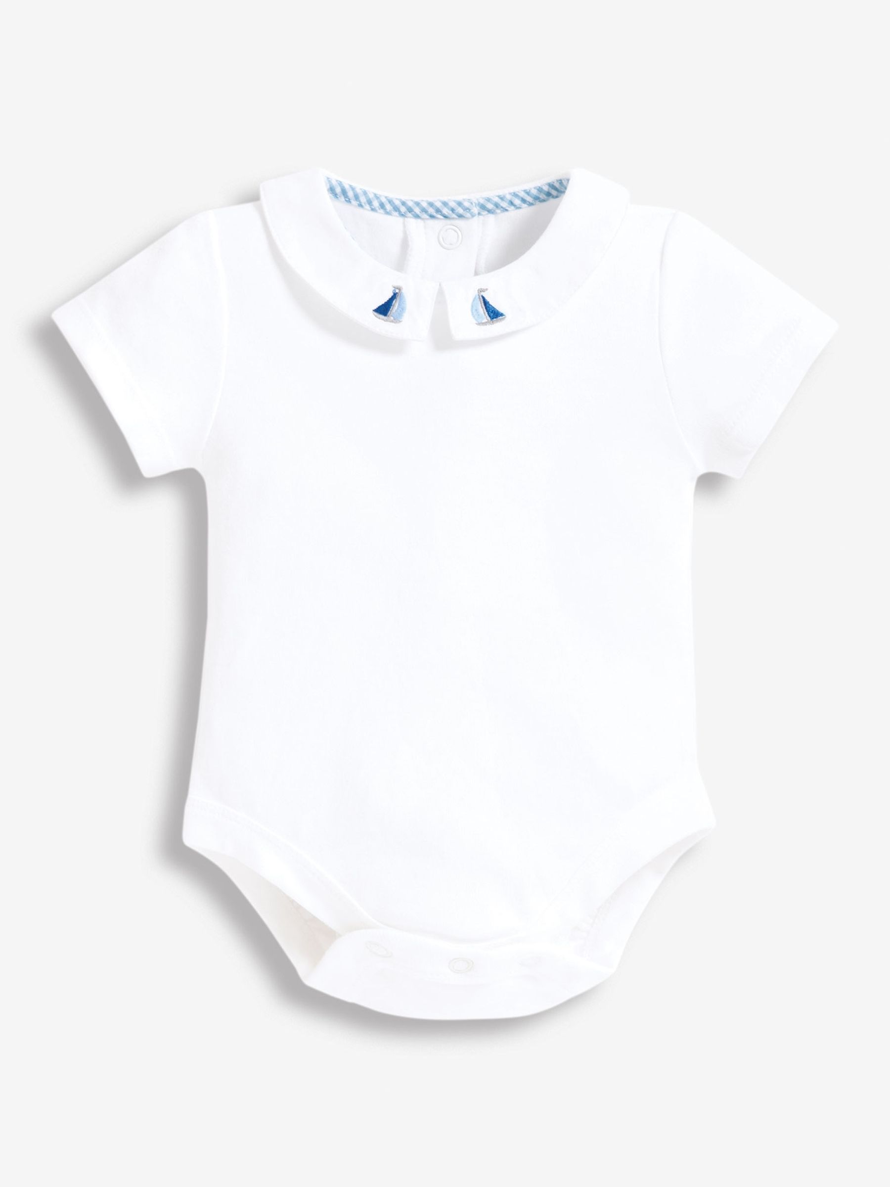 White Boat Embroidered Collar Bodysuit - Image 1 of 5