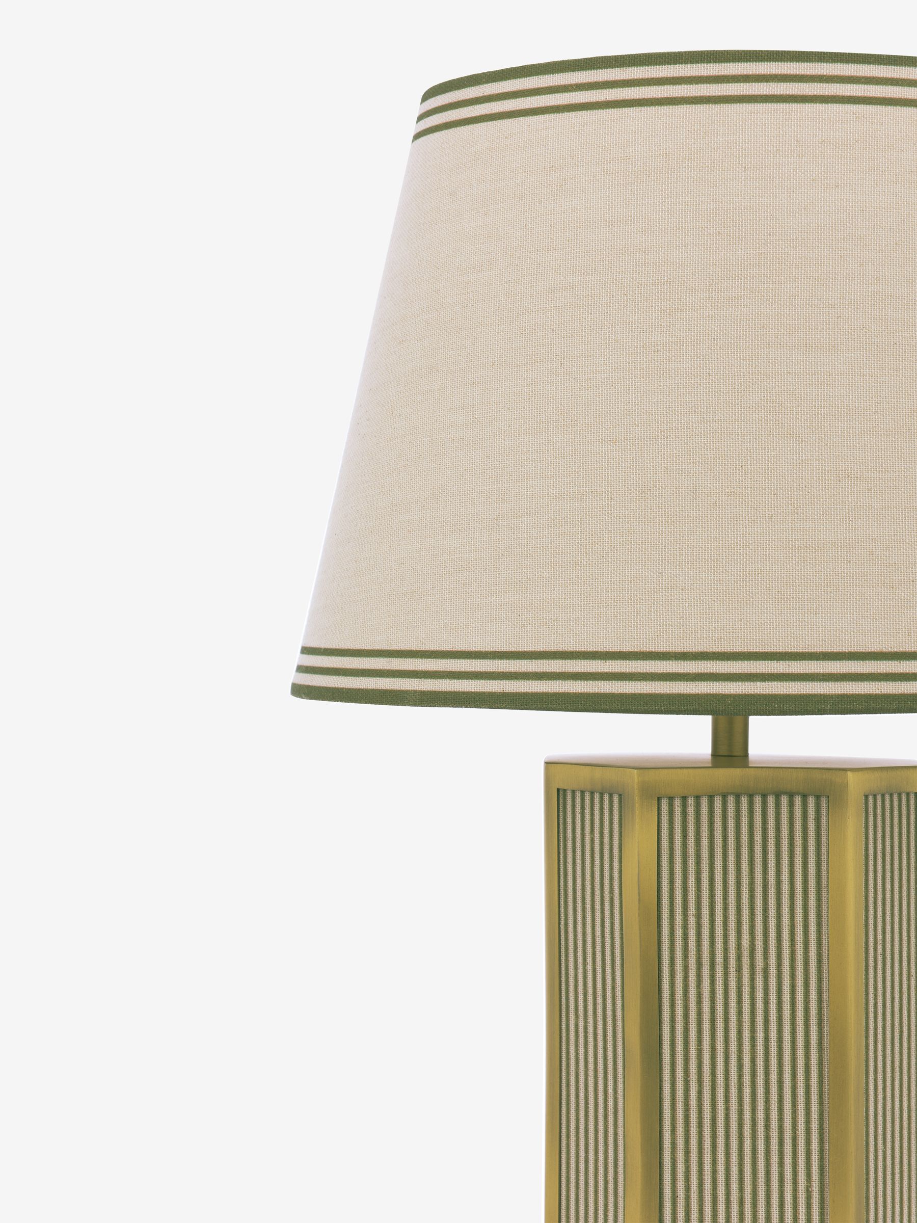 White & Green Helmingham Antique Brass Claw Foot Table Lamp - Image 3 of 6