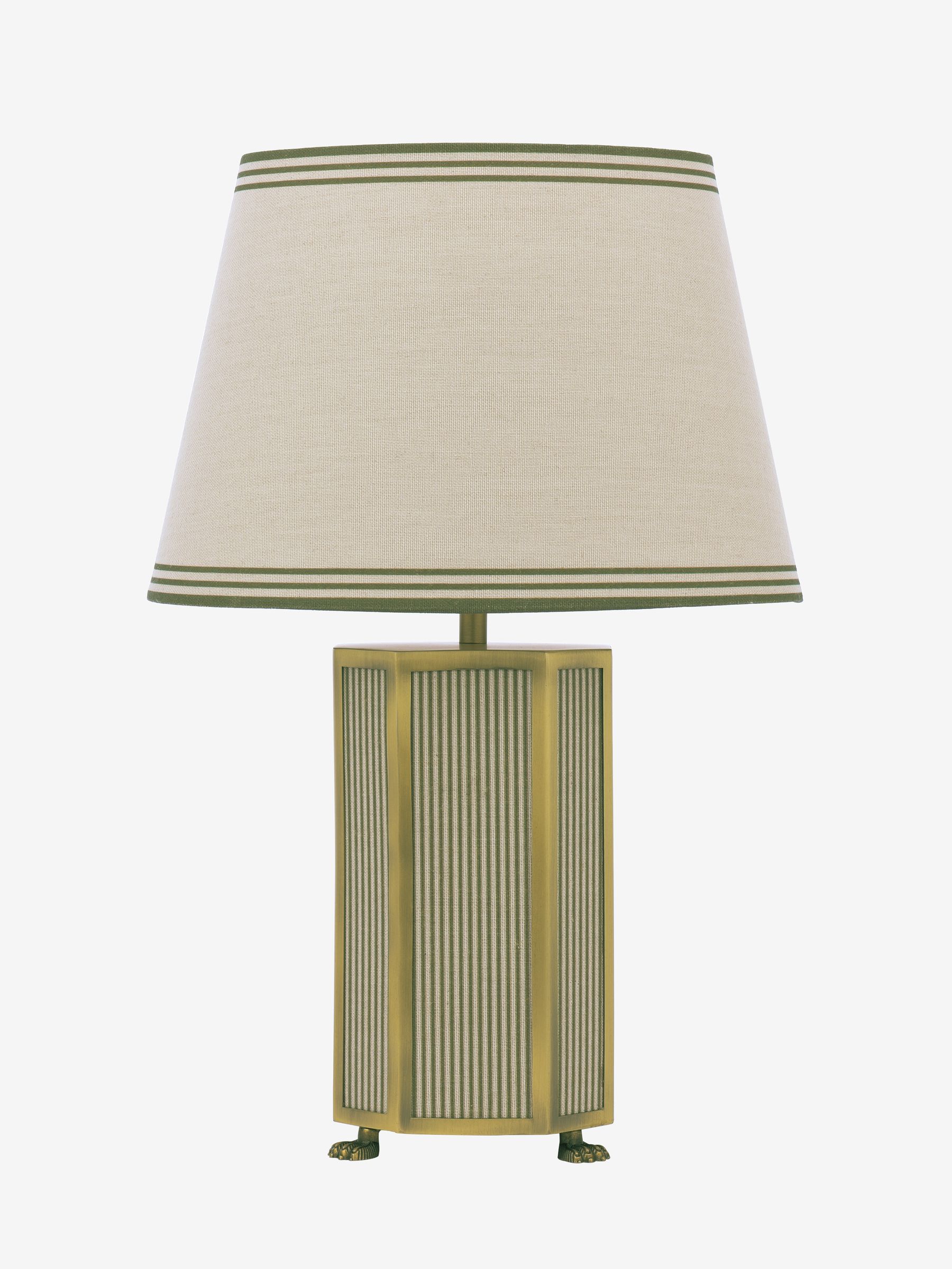 White & Green Helmingham Antique Brass Claw Foot Table Lamp - Image 5 of 6