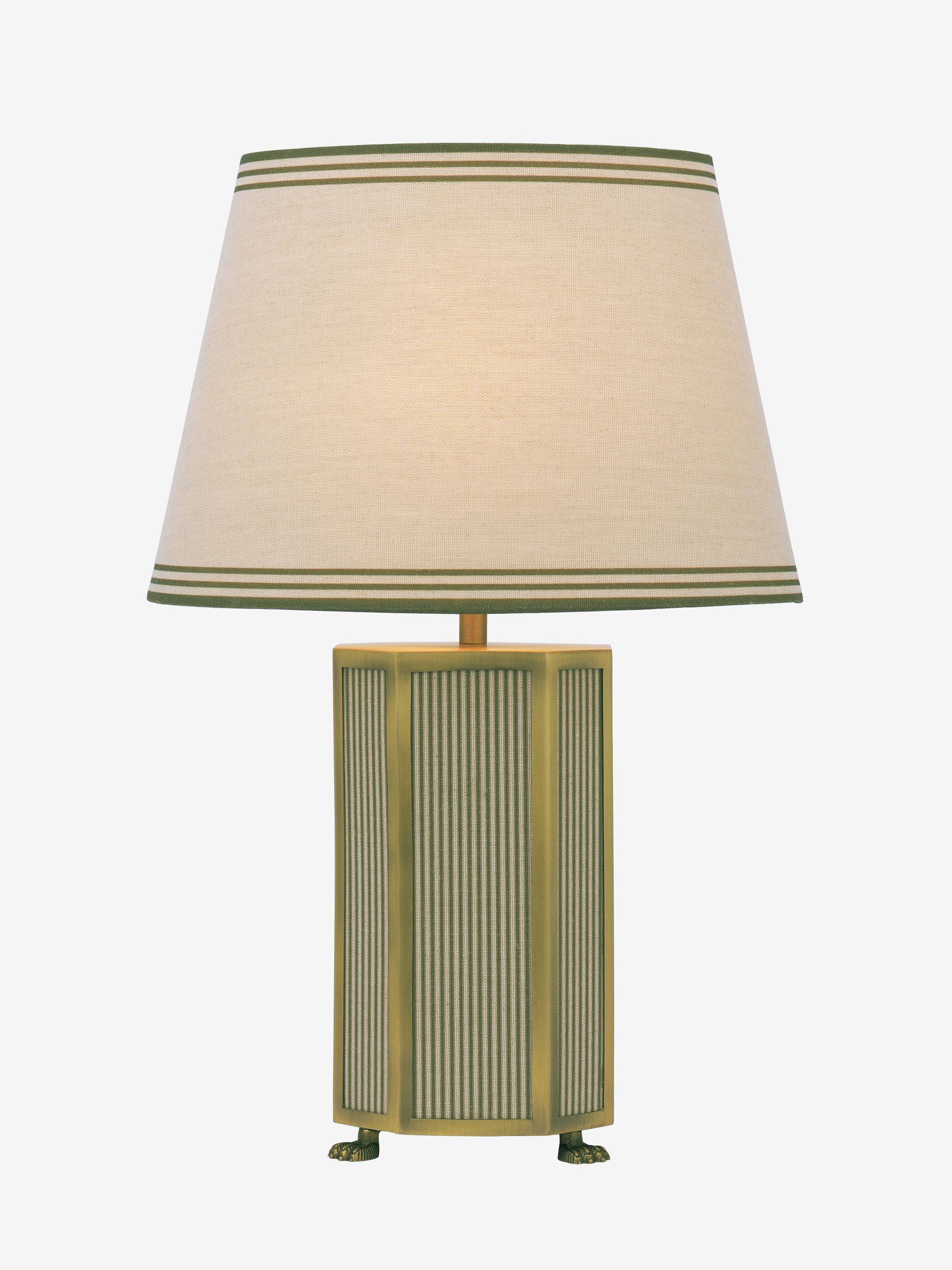 White & Green Helmingham Antique Brass Claw Foot Table Lamp - Image 6 of 6