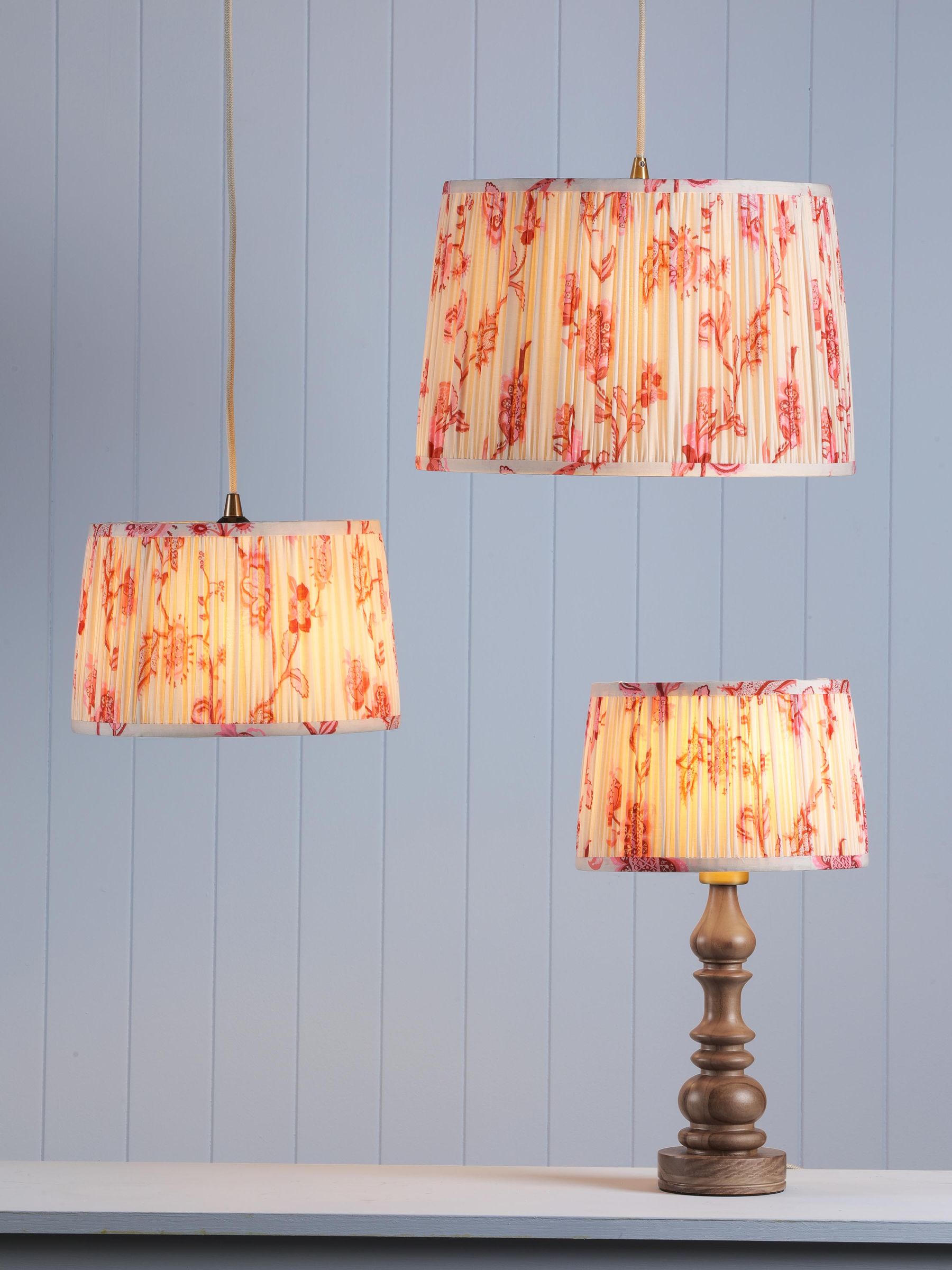 Pink Folly Pleated Cotton Easyfit Lamp Shade - Image 1 of 7