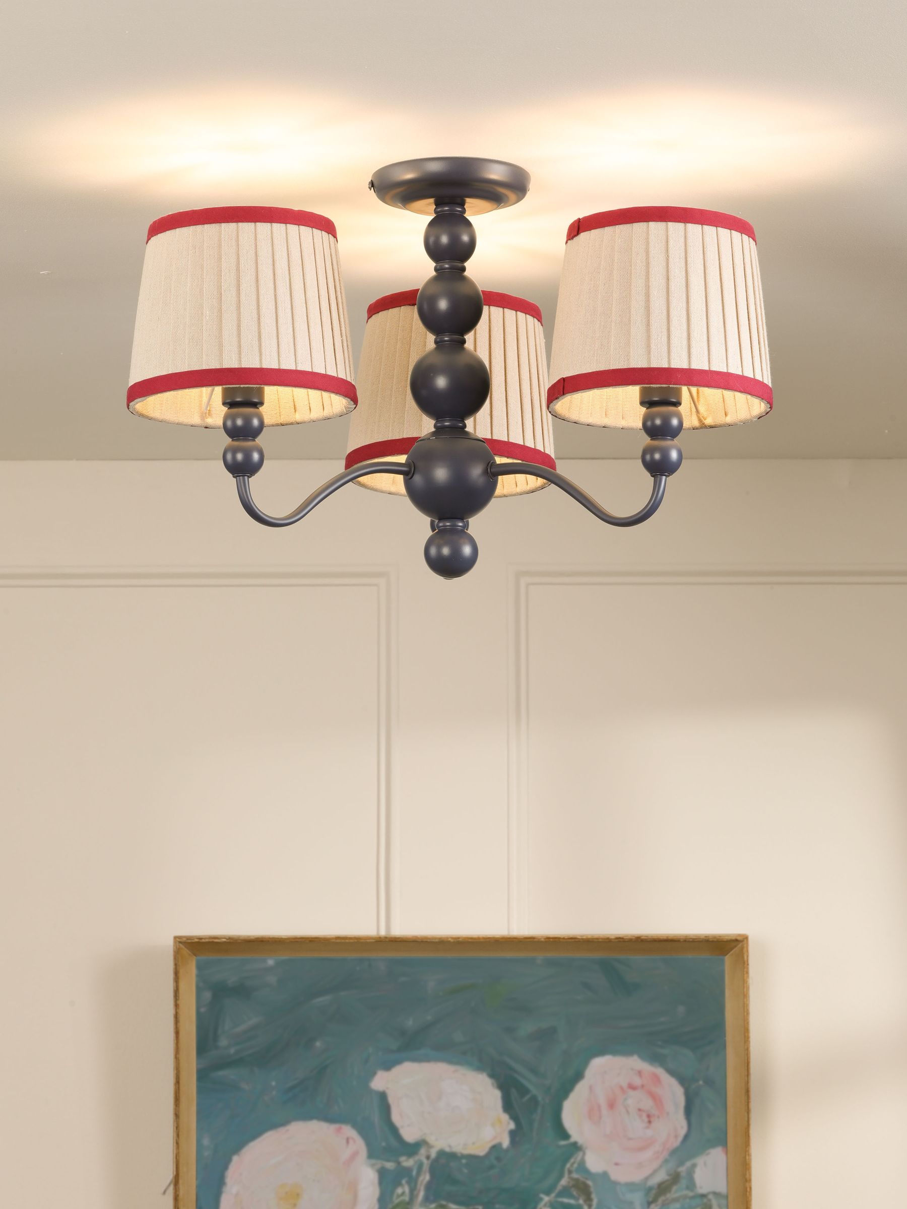 Blue Harewood 3 Light Semi Flush Ceiling Light - Image 1 of 6 Blue Harewood 3 Light Semi Flush Ceiling Light - Image 1 of 6