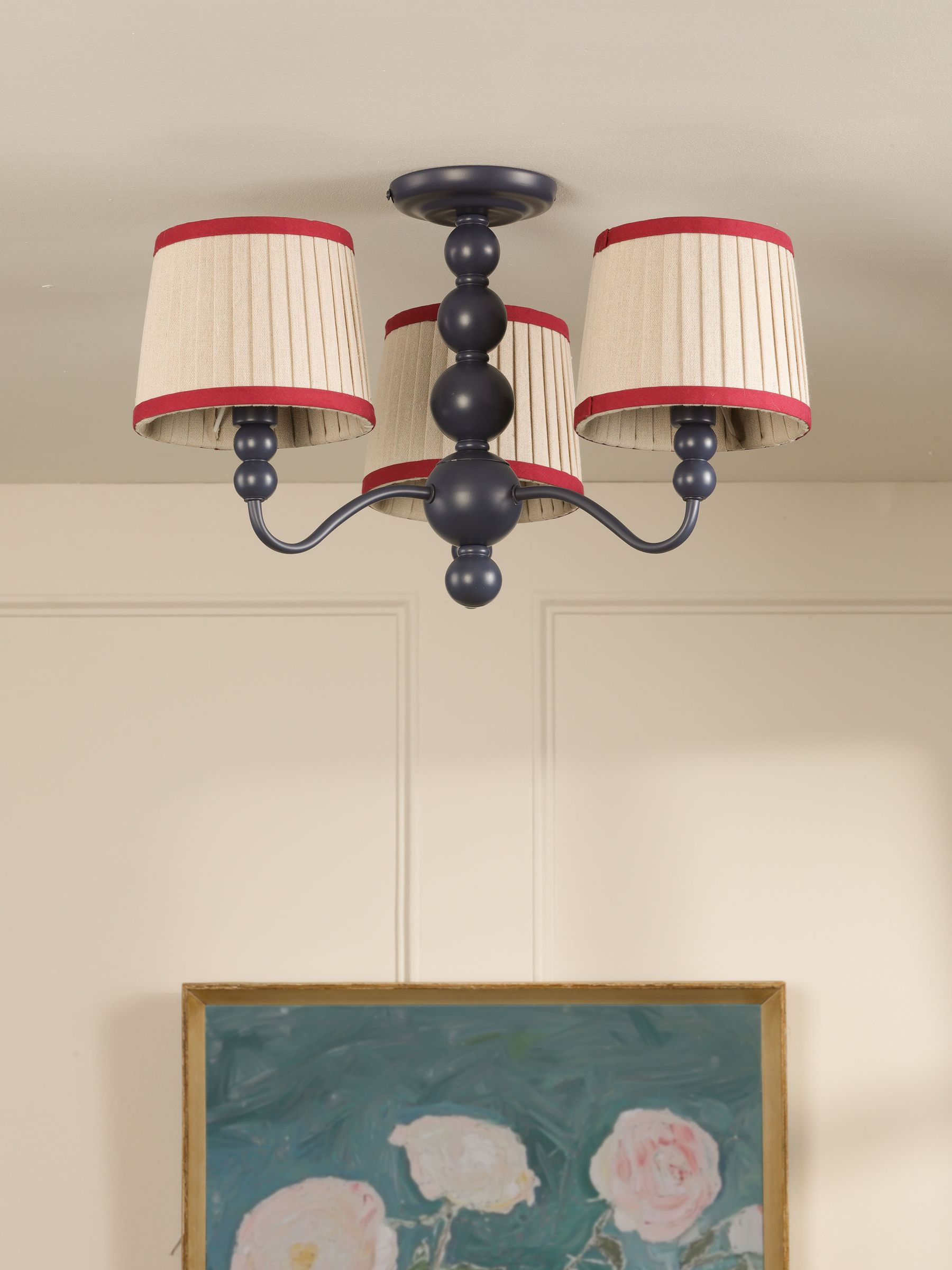 Blue Harewood 3 Light Semi Flush Ceiling Light - Image 2 of 6 Blue Harewood 3 Light Semi Flush Ceiling Light - Image 2 of 6
