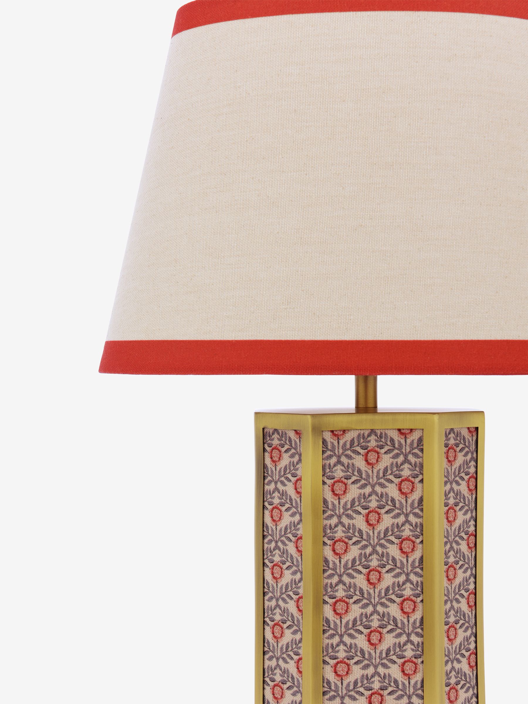 White & Red Helmingham Antique Brass Claw Foot Table Lamp - Image 3 of 7