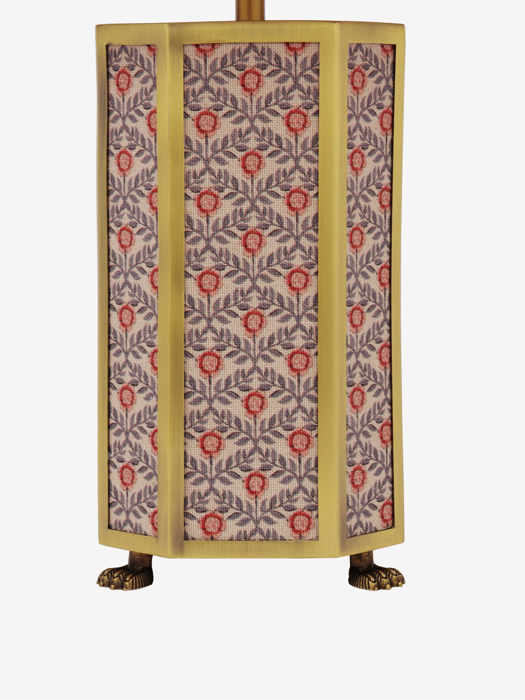 White & Red Helmingham Antique Brass Claw Foot Table Lamp - Image 4 of 7