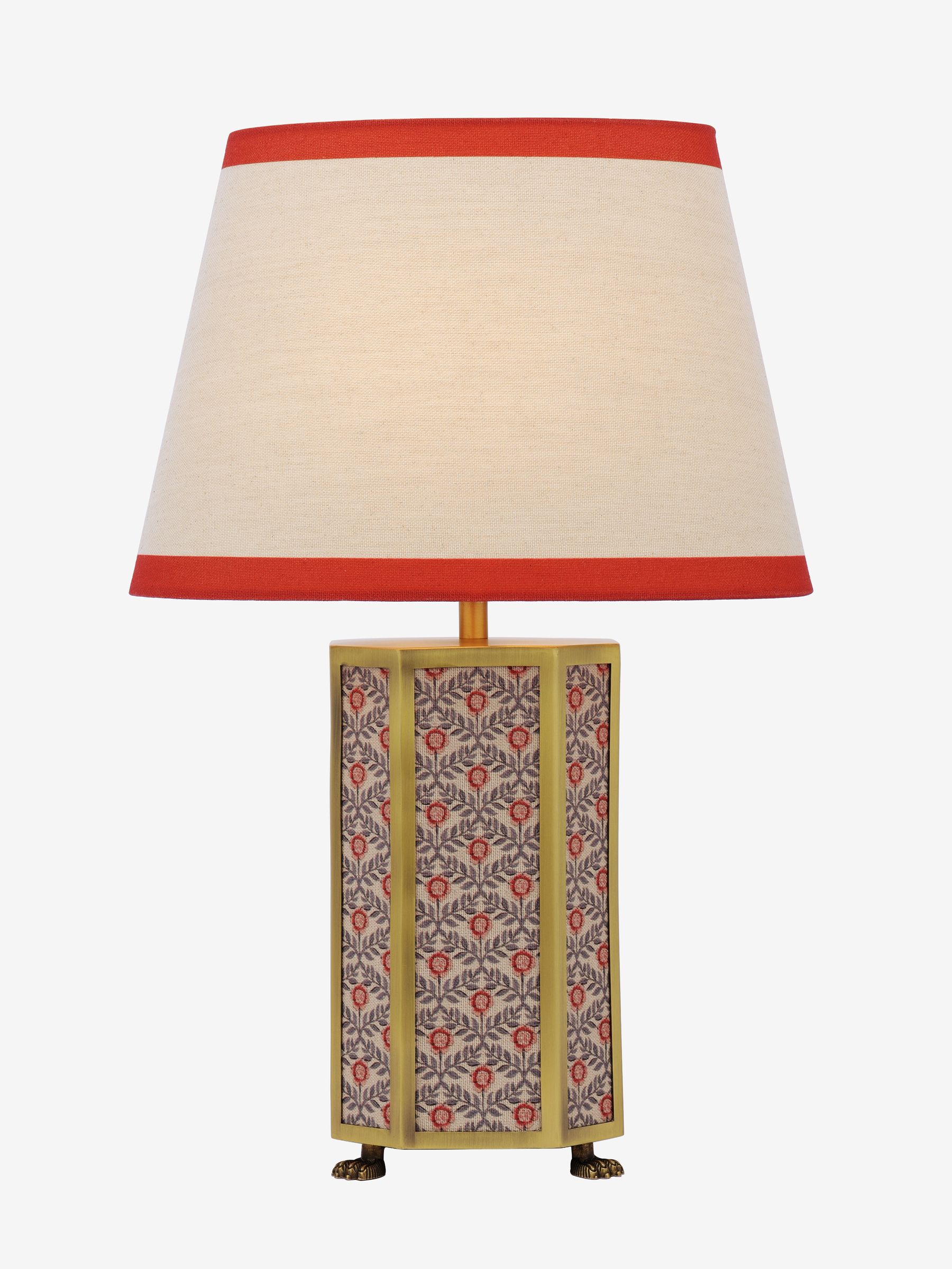 White & Red Helmingham Antique Brass Claw Foot Table Lamp - Image 7 of 7