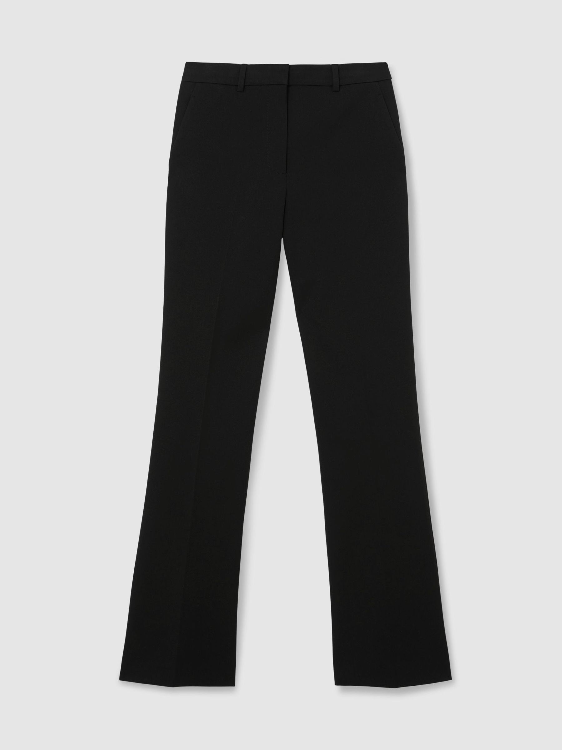 Petite Flared Mid-Rise Tailored Trousers in Black - Image 2 of 8 Petite Flared Mid-Rise Tailored Trousers in Black - Image 2 of 8