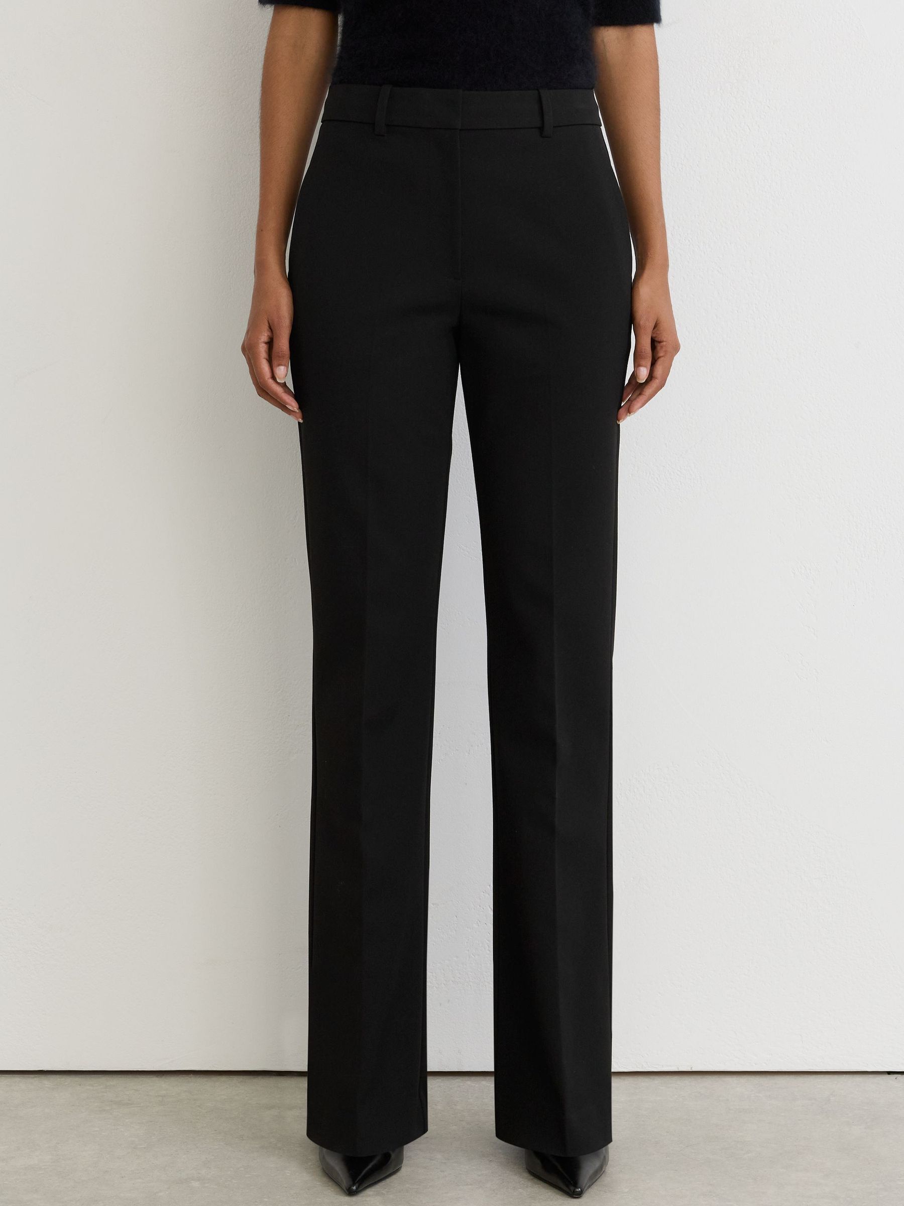 Petite Flared Mid-Rise Tailored Trousers in Black - Image 3 of 8