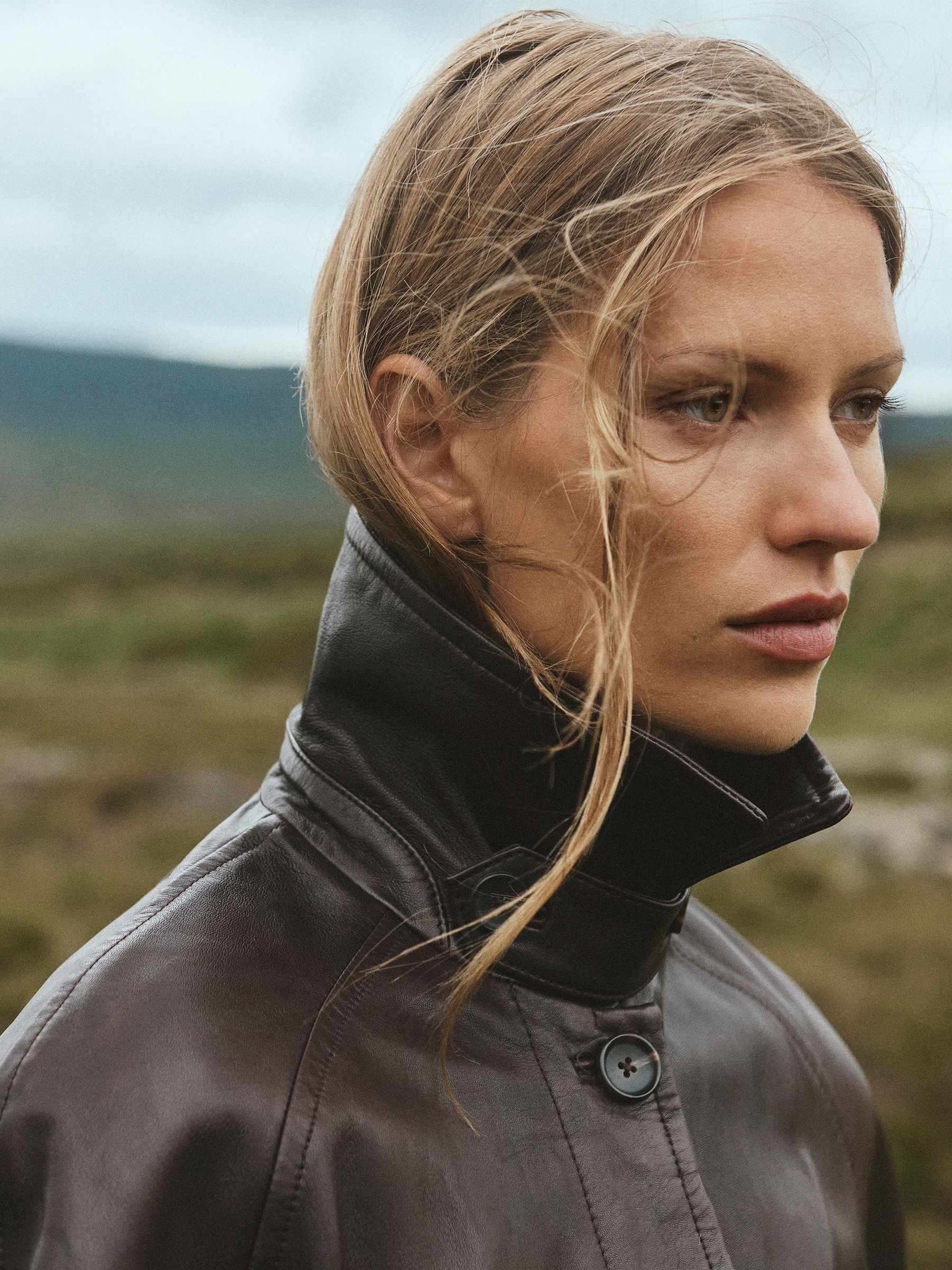 Leather Belted Raglan-Sleeve Jacket in Dark Burgundy - Image 3 of 11