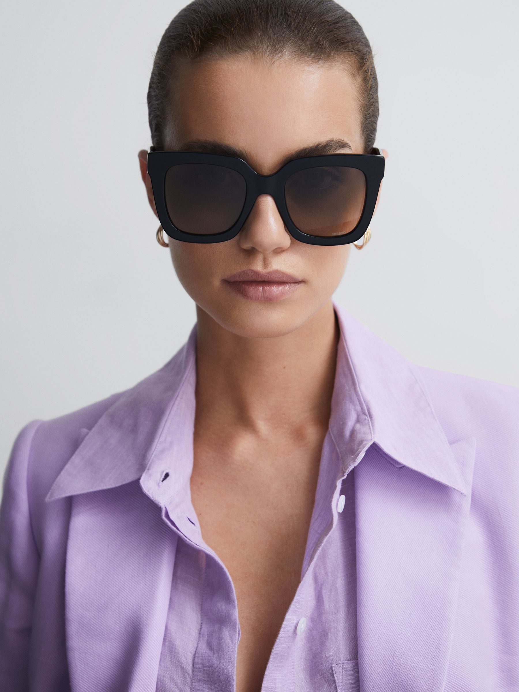 Missoni Eyewear Cat Eye Tortoiseshell Sunglasses in Black - Image 2 of 5