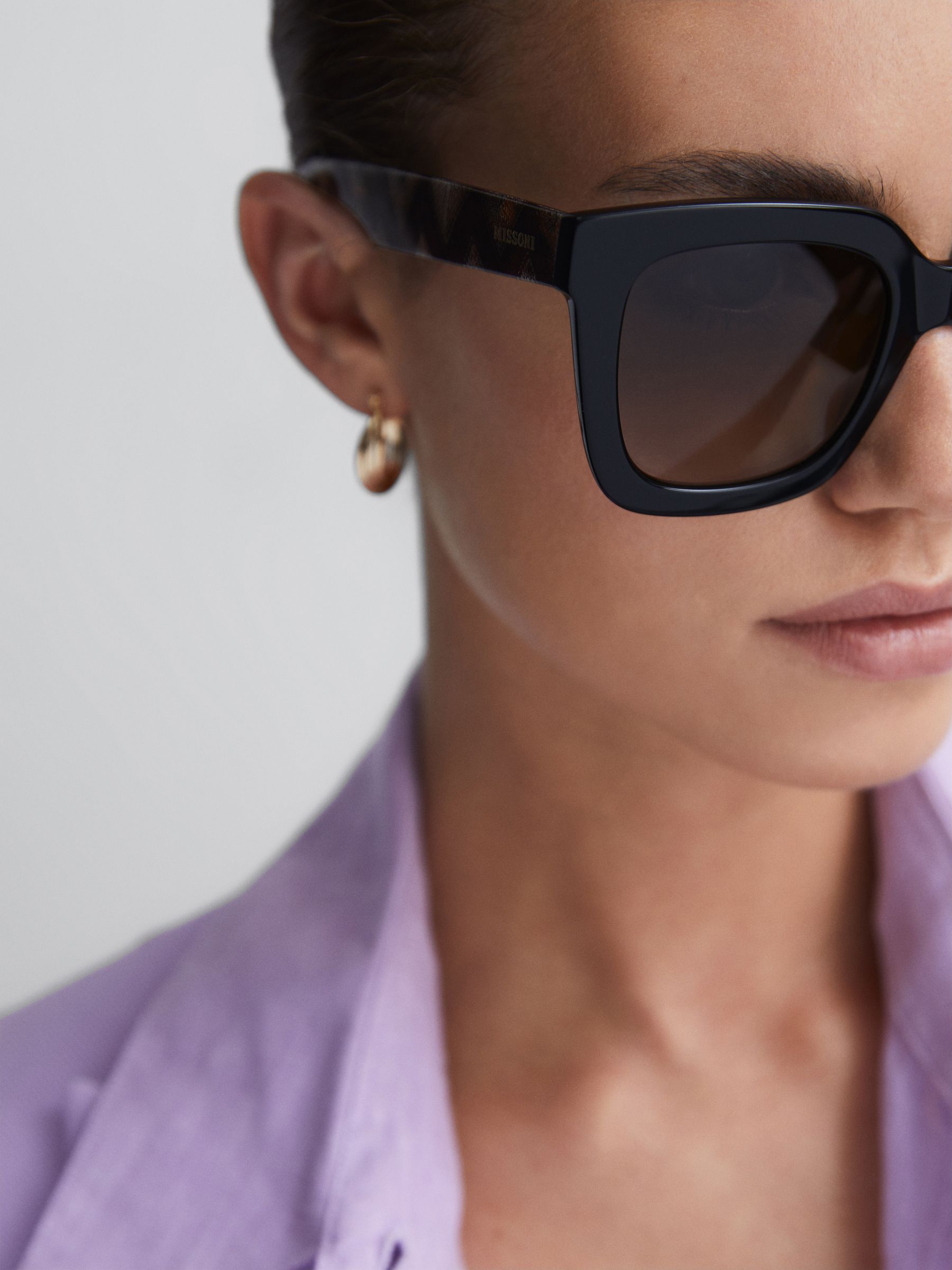 Missoni Eyewear Cat Eye Tortoiseshell Sunglasses in Black - Image 3 of 5