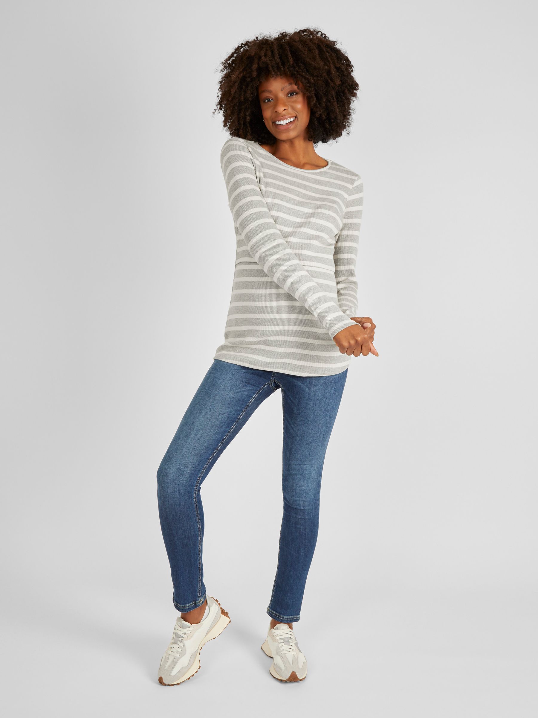 Grey Ribbed Maternity & Nursing Jersey Top - Image 3 of 5