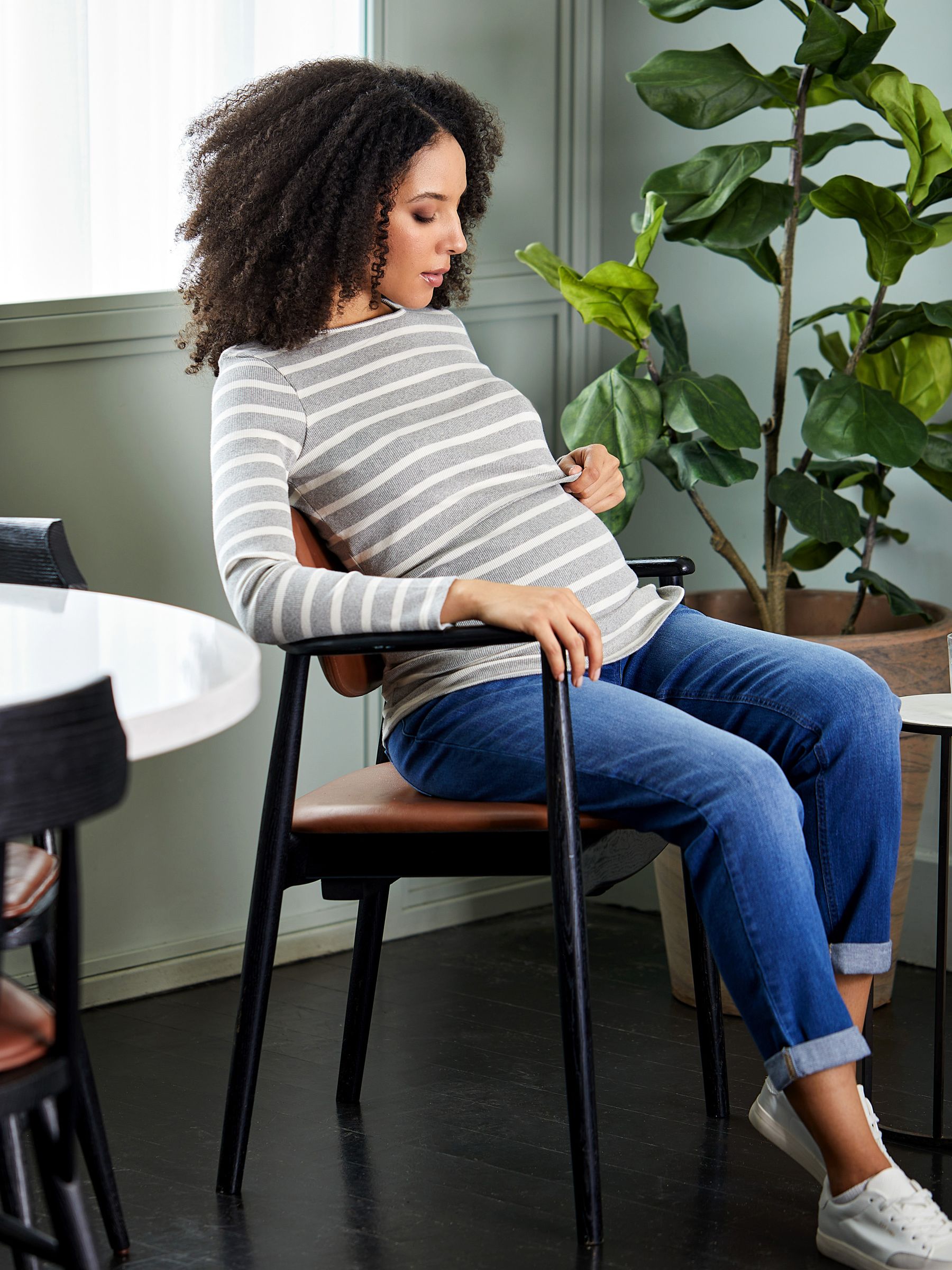 Grey Ribbed Maternity & Nursing Jersey Top - Image 5 of 5