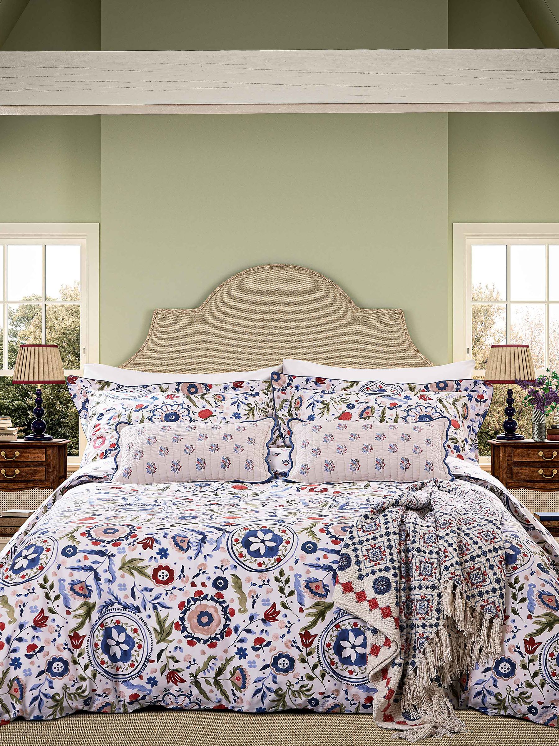 Blue Festival Flowers Reversible Duvet Cover and Pillowcase Set - Image 1 of 5