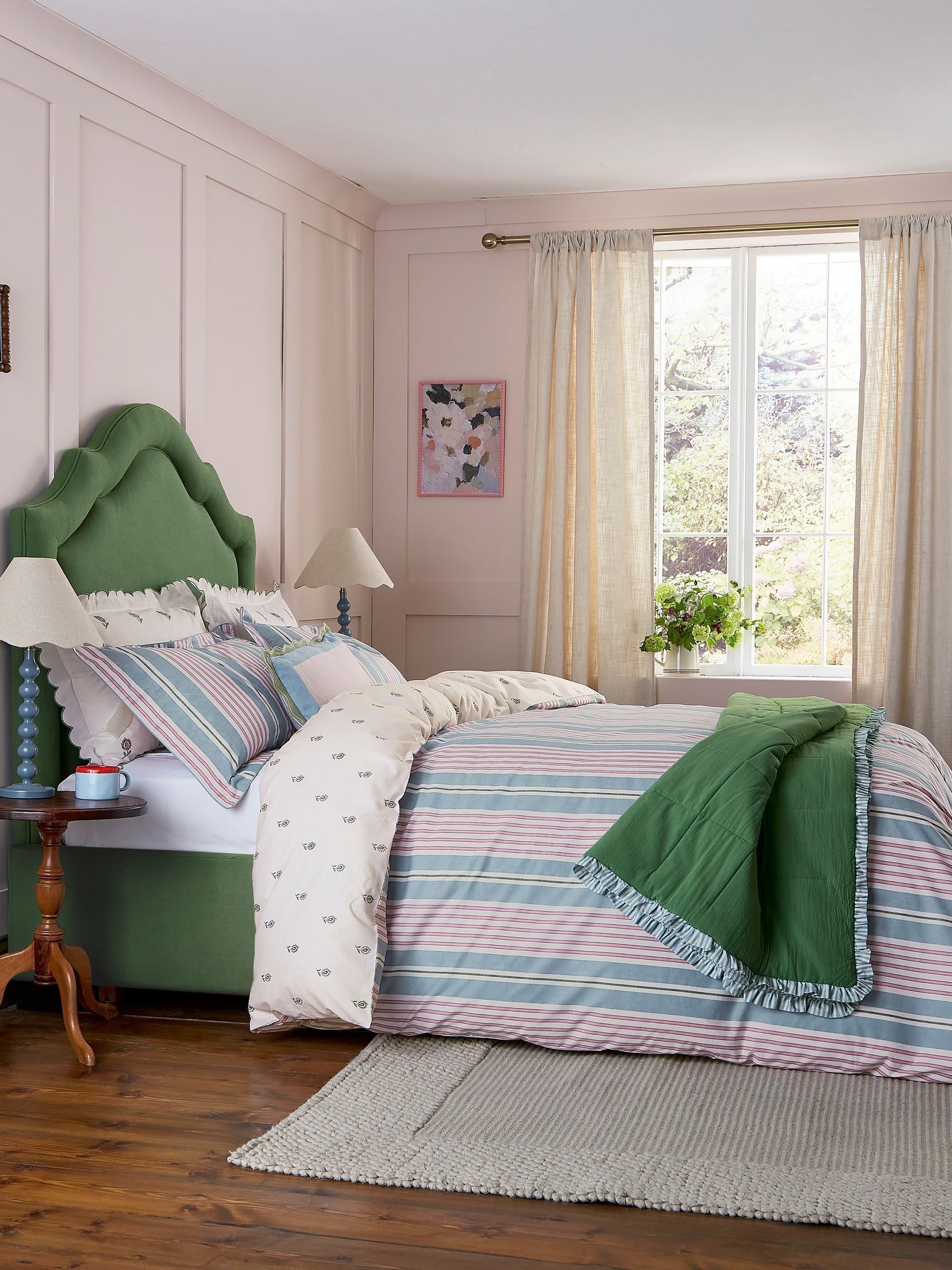 Pink Come Rain Or Shine Striped Reversible Duvet Set - Image 1 of 5