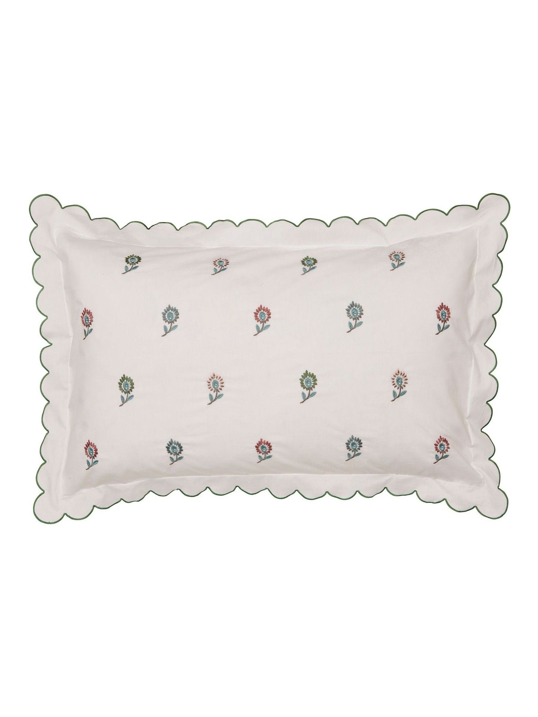 Pink Come Rain Or Shine Embroidered Scallop Pillowcase Pair - Image 5 of 5 Pink Come Rain Or Shine Embroidered Scallop Pillowcase Pair - Image 5 of 5