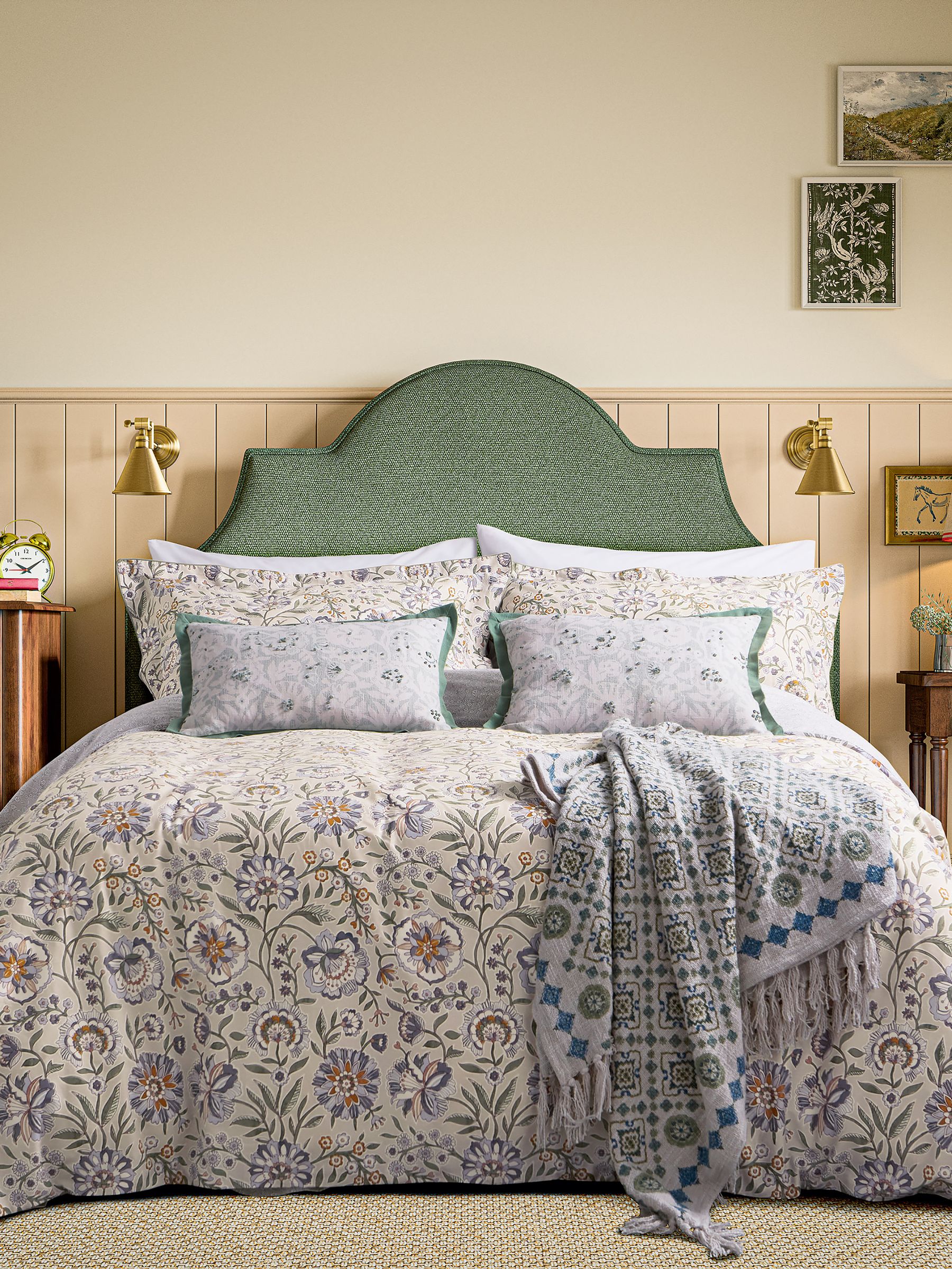 Green Provence Floral Reversible Duvet Cover and Pillowcase Set - Image 1 of 5 Green Provence Floral Reversible Duvet Cover and Pillowcase Set - Image 1 of 5