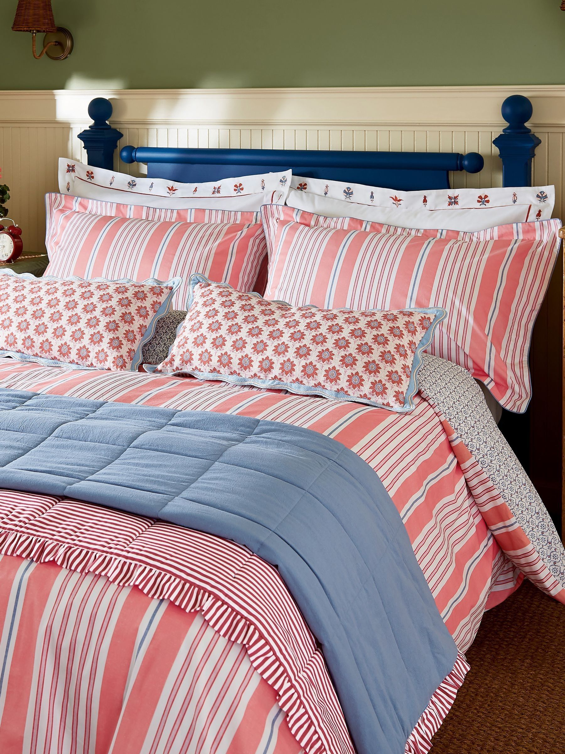 Red Siesta Stripe 180 Thread Count Reversible Duvet Set - Image 1 of 5 Red Siesta Stripe 180 Thread Count Reversible Duvet Set - Image 1 of 5