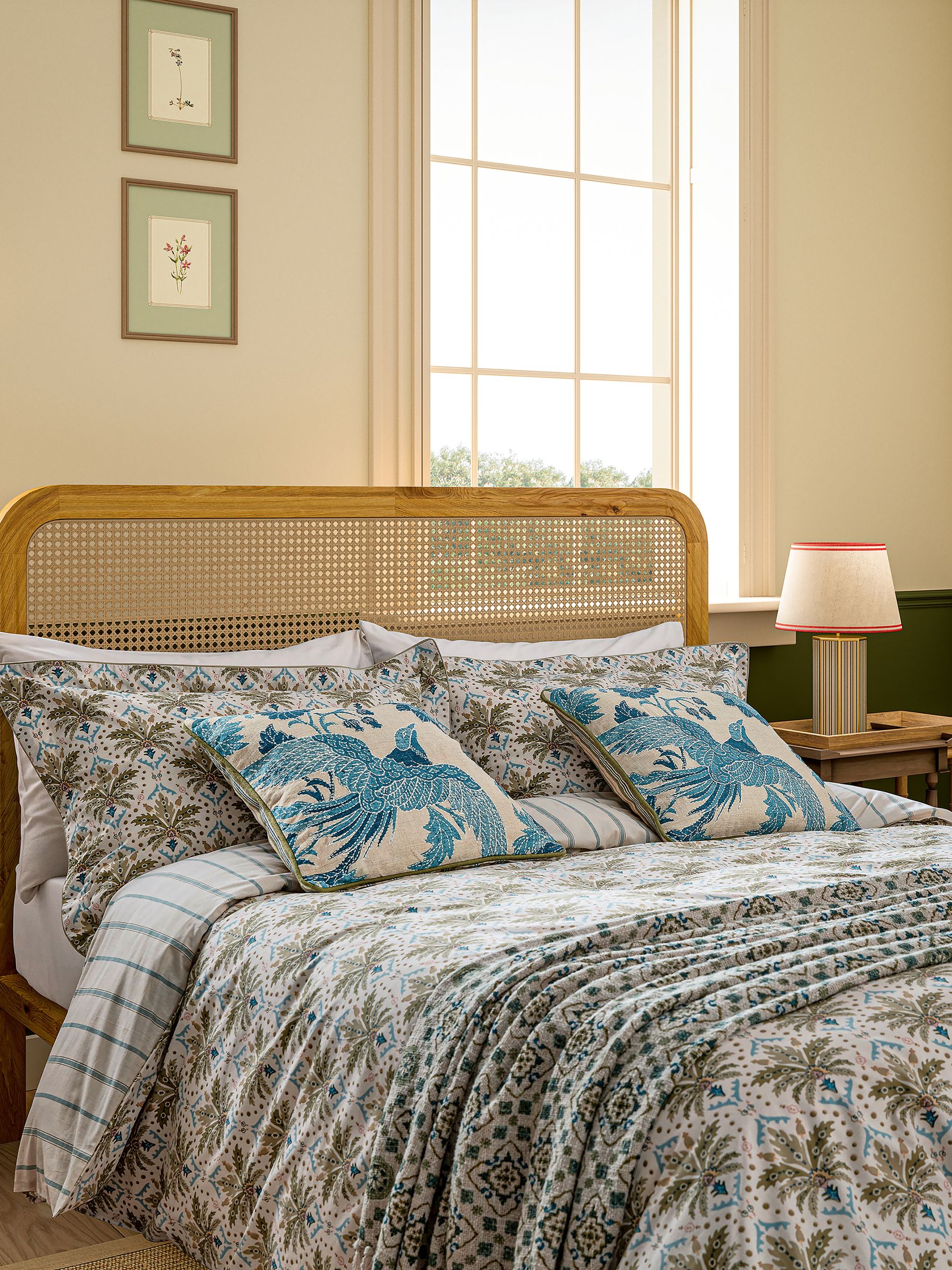 Cream Palm Geo Reversible Duvet Cover and Pillowcase Set - Image 1 of 5 Cream Palm Geo Reversible Duvet Cover and Pillowcase Set - Image 1 of 5