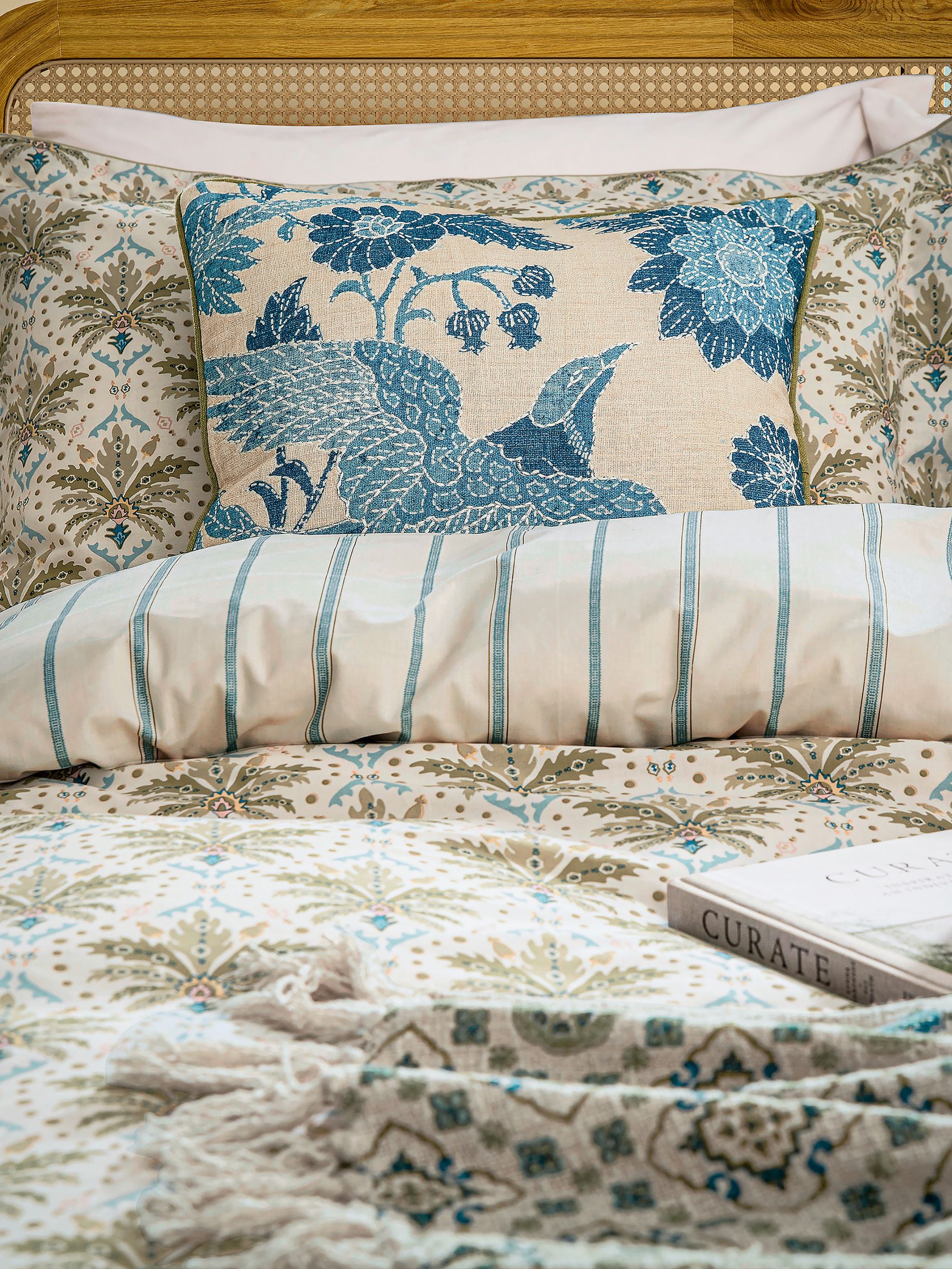 Cream Palm Geo Reversible Duvet Cover and Pillowcase Set - Image 3 of 5