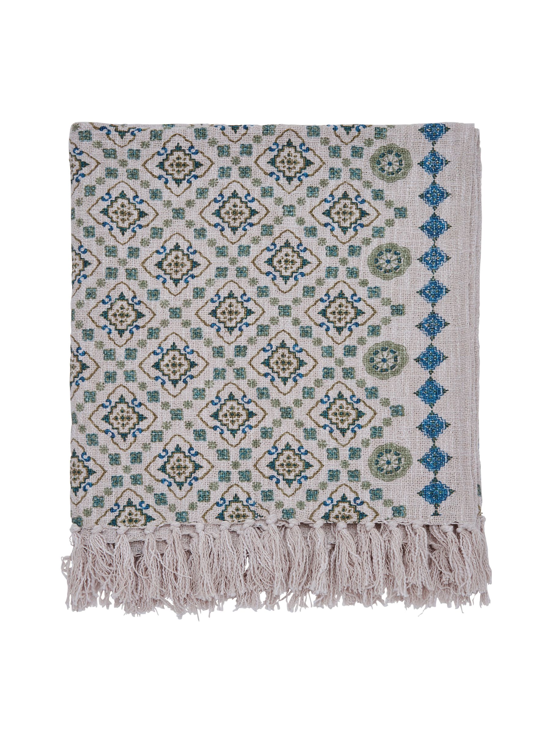 Cream Country Tiles Throw - Image 2 of 4 Cream Country Tiles Throw - Image 2 of 4