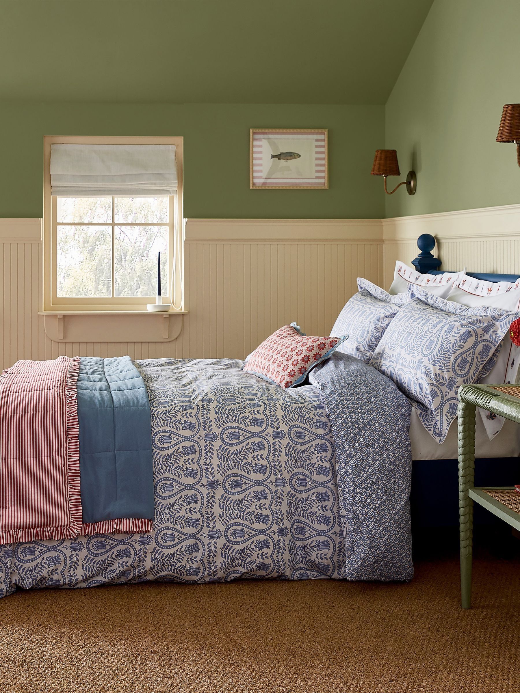 Blue Wandering Indienne Cotton Reversible Duvet Set - Image 2 of 5 Blue Wandering Indienne Cotton Reversible Duvet Set - Image 2 of 5