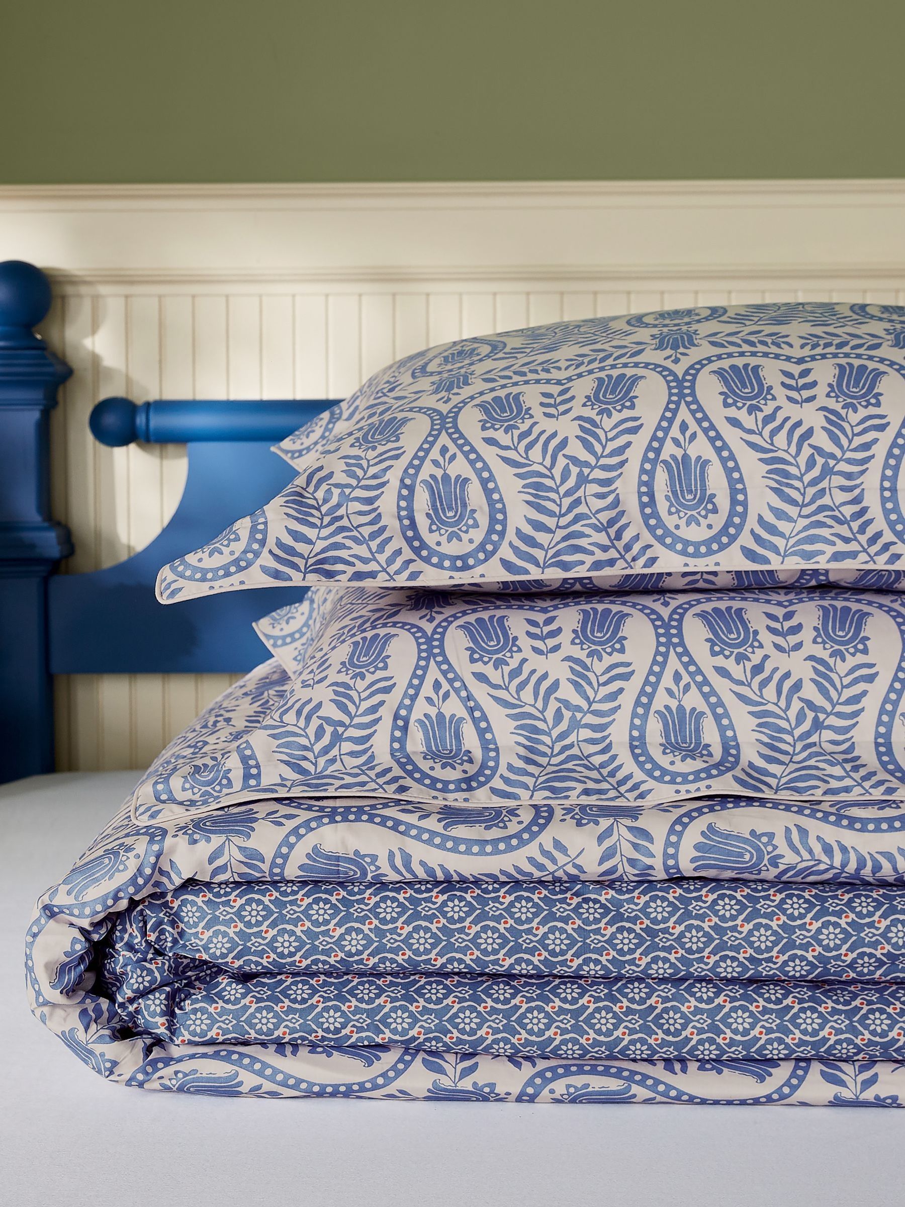 Blue Wandering Indienne Cotton Reversible Duvet Set - Image 4 of 5