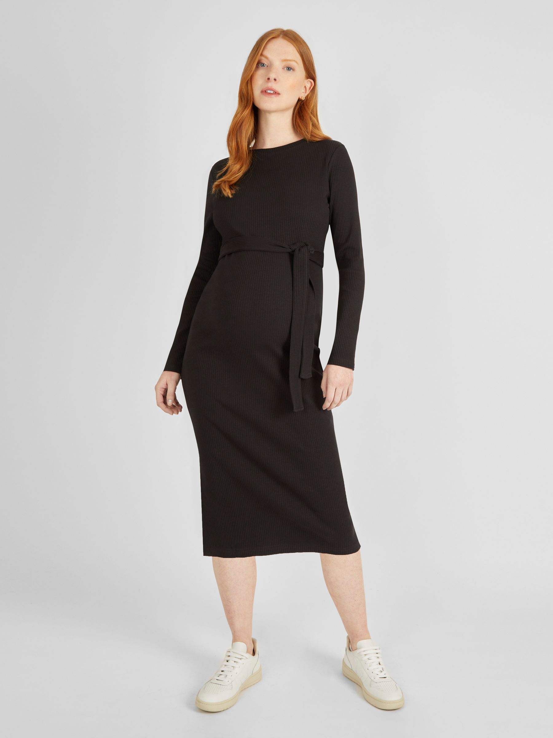 Black Ribbed Jersey Maternity Dress - Image 1 of 3