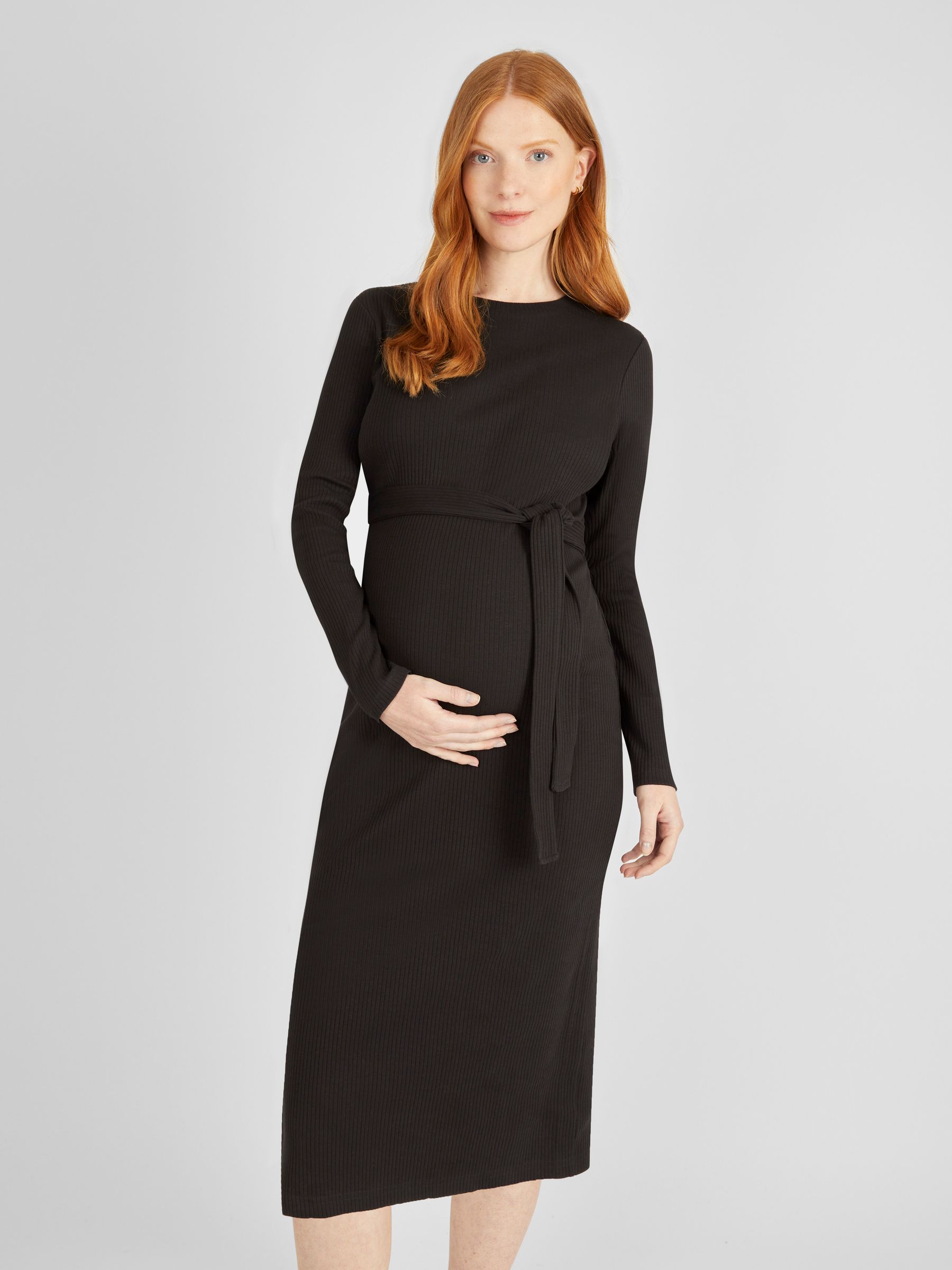 Black Ribbed Jersey Maternity Dress - Image 2 of 3