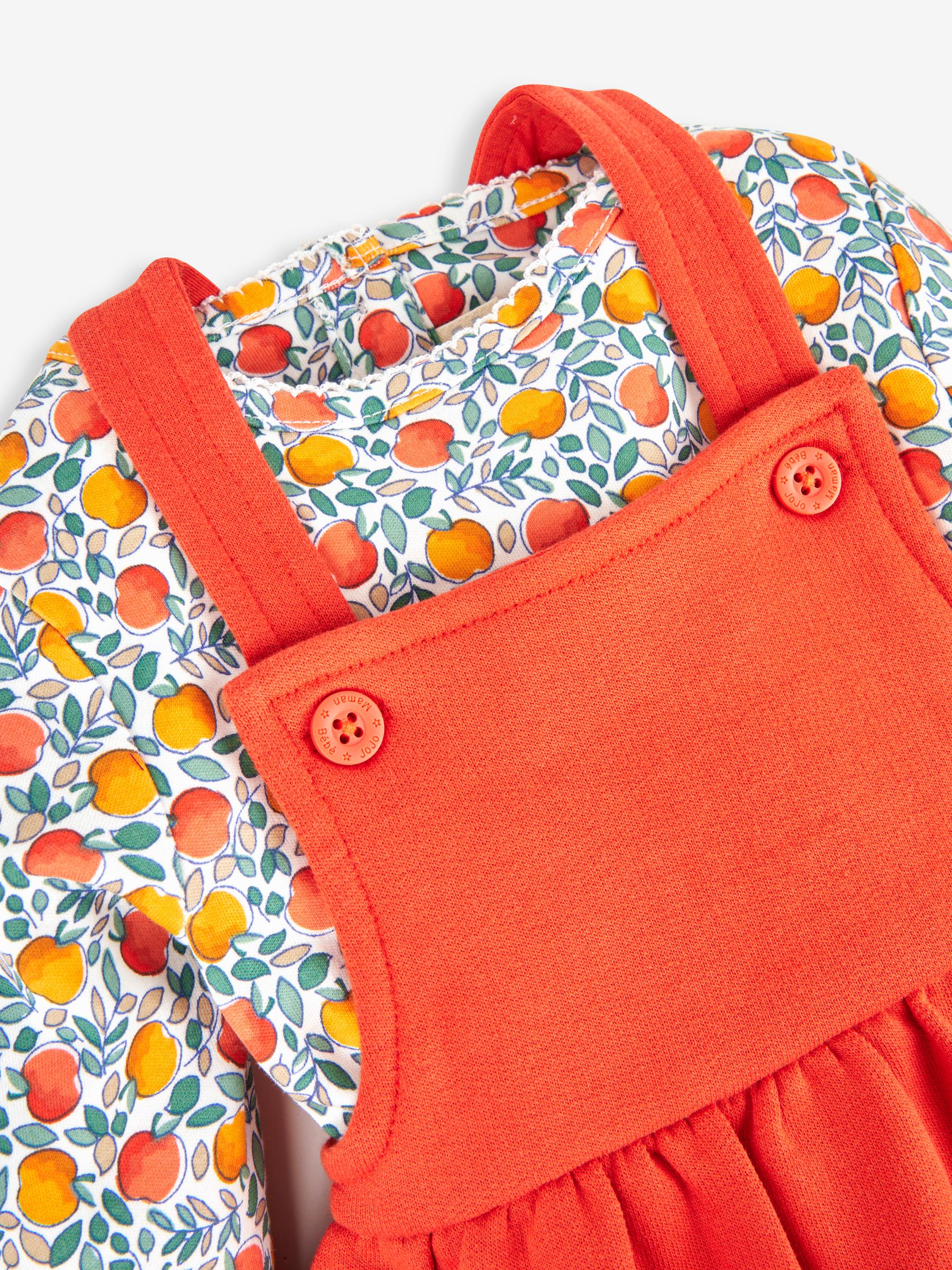 Rust Orange Hedgehog Girls' 2-Piece Appliqué Pinafore Dress & Top Set - Image 5 of 6