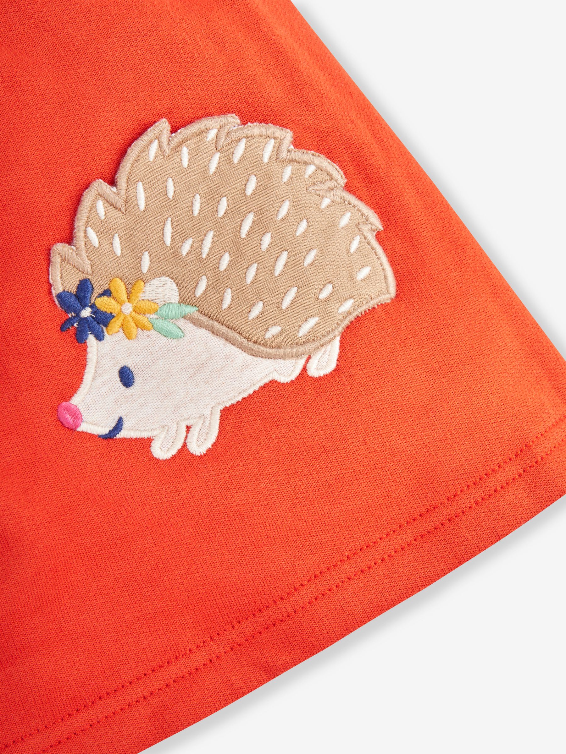 Rust Orange Hedgehog Girls' 2-Piece Appliqué Pinafore Dress & Top Set - Image 6 of 6