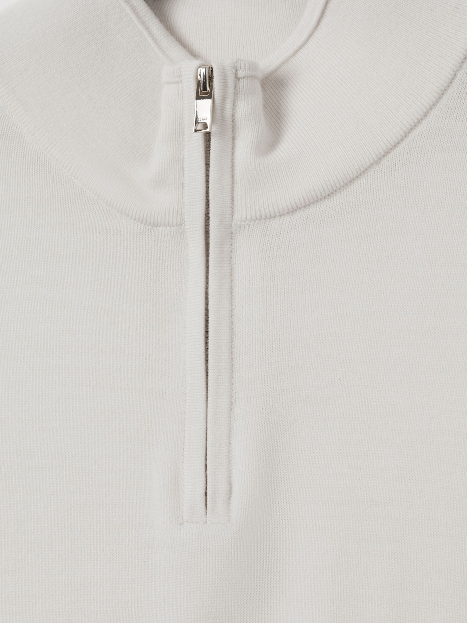 Merino Wool Half-Zip Funnel Neck Jumper in Snow - Image 6 of 6