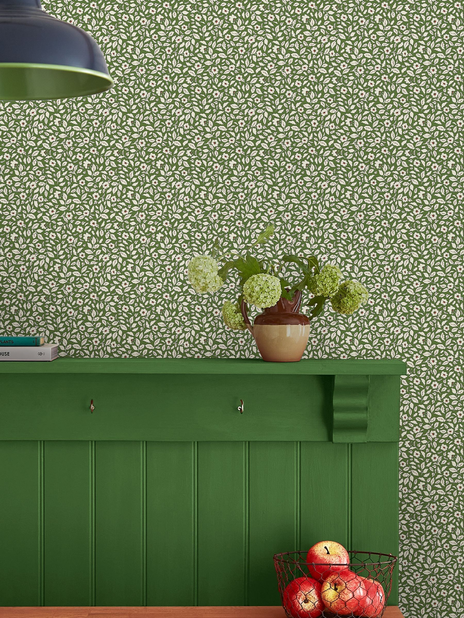 Green Ditsy Floral Print 10M Wallpaper - Image 1 of 4 Green Ditsy Floral Print 10M Wallpaper - Image 1 of 4