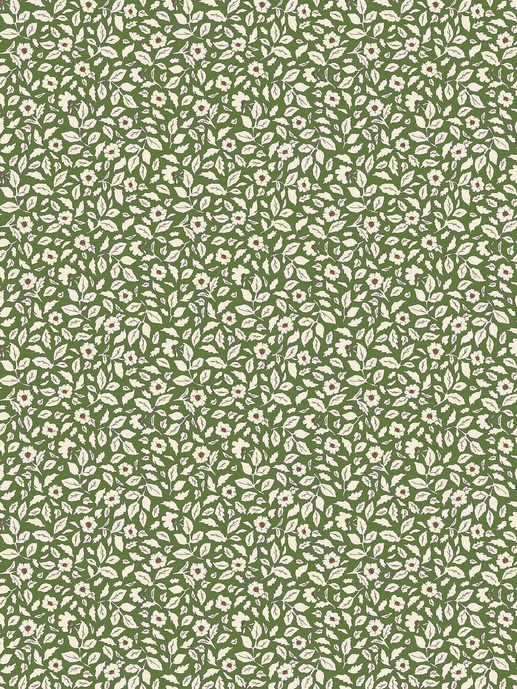 Green Ditsy Floral Print 10M Wallpaper - Image 2 of 4 Green Ditsy Floral Print 10M Wallpaper - Image 2 of 4