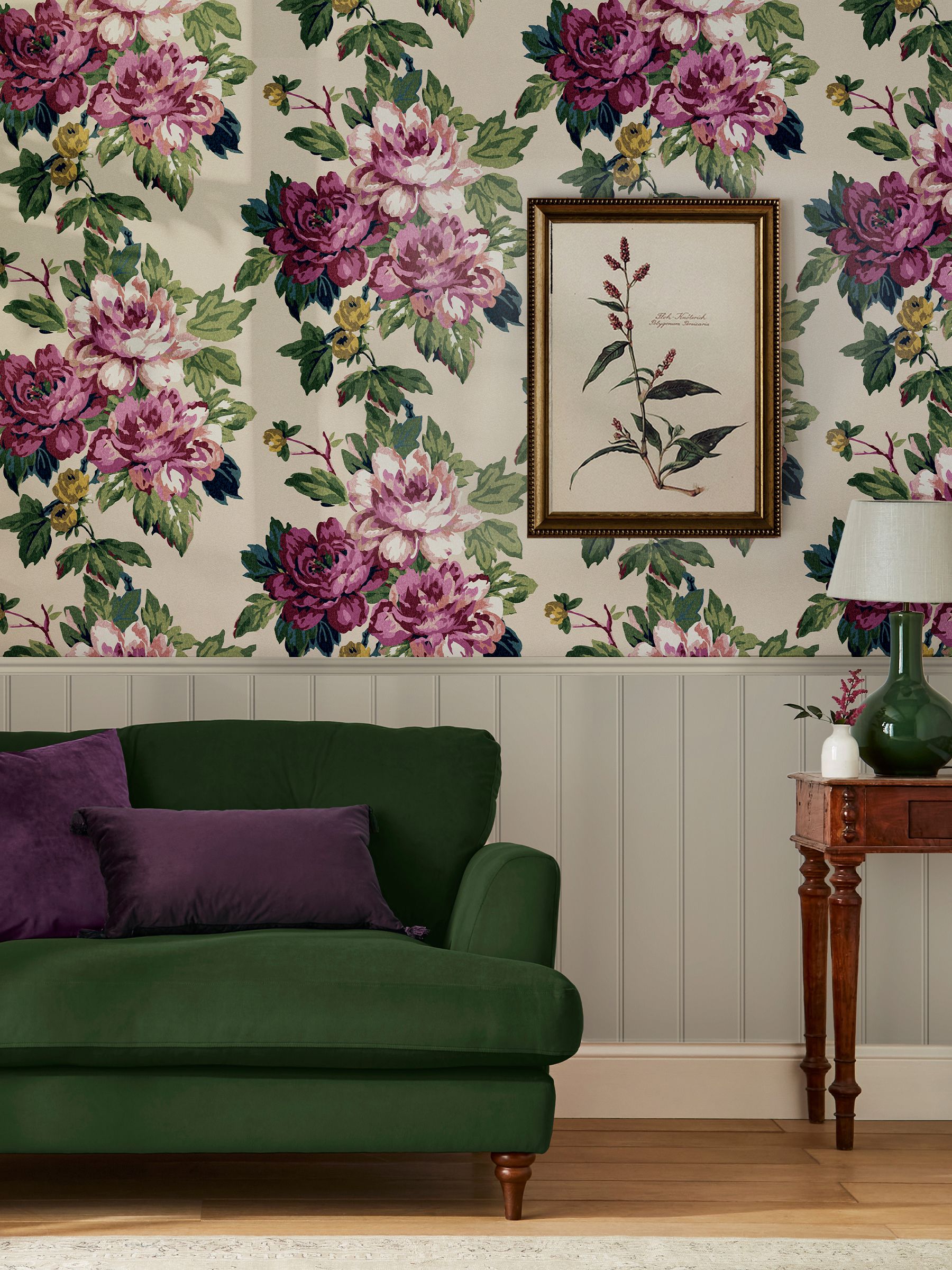 Cream Invite Floral Wallpaper - Image 1 of 4