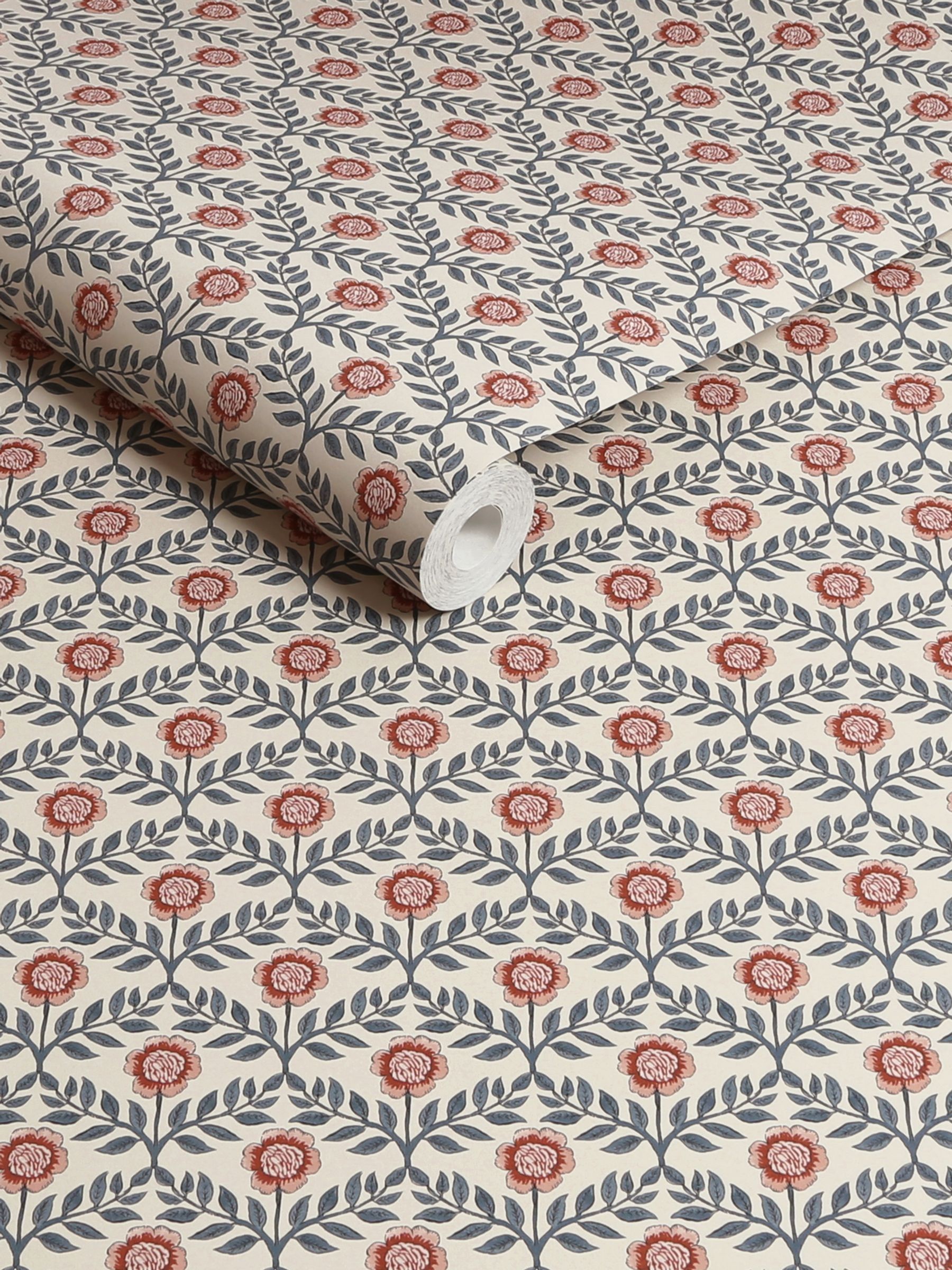 Blue Stately Floral Print 10M Wallpaper - Image 4 of 4
