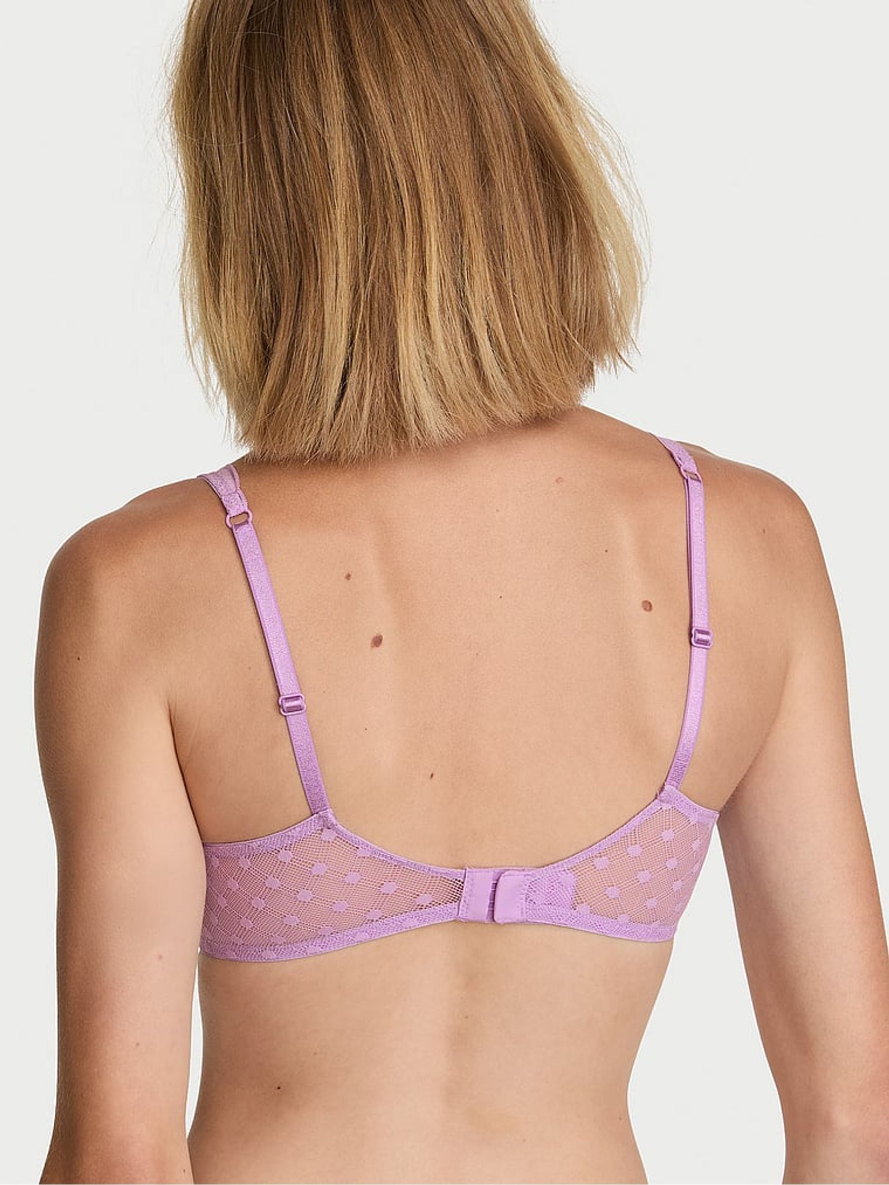 Candy Violet Purple Unlined Balcony Geo Dot Lace Bra - Image 2 of 2