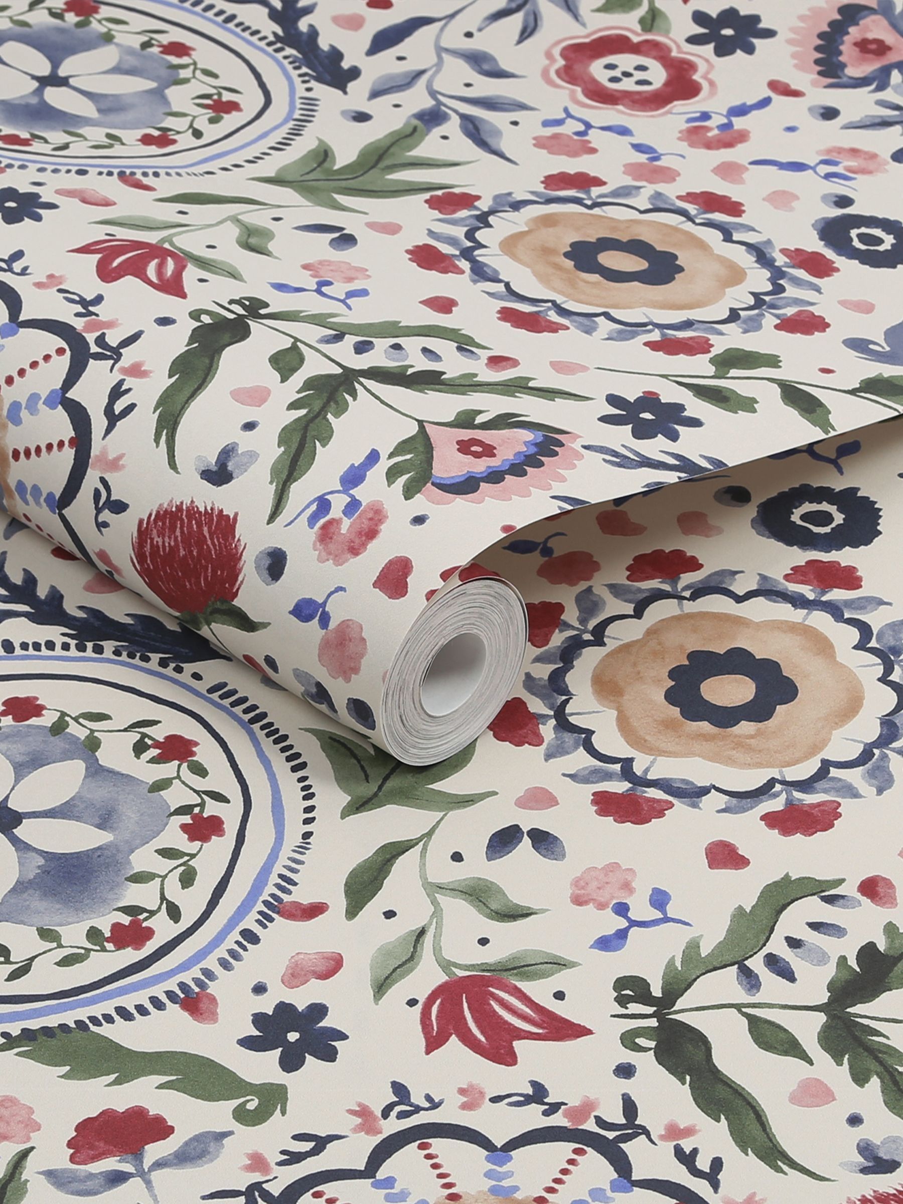 White Festival Flowers Antique Wallpaper - Image 3 of 4