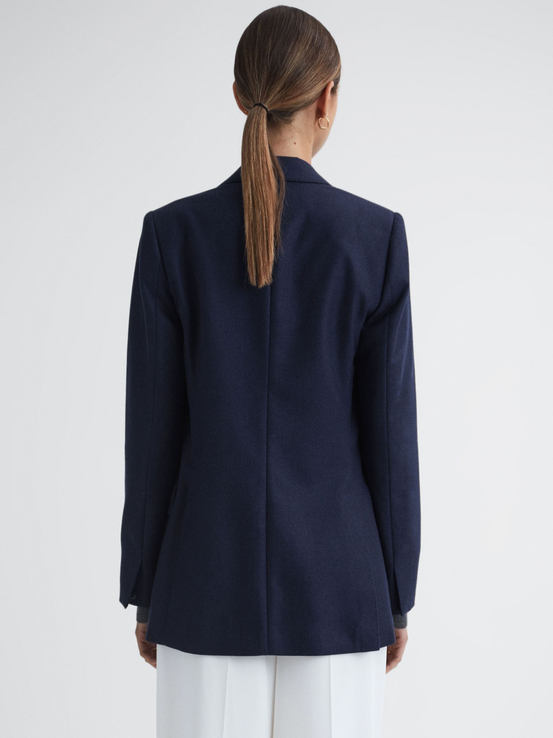 Wool Flannel Double Breasted Blazer in Navy - Image 5 of 5