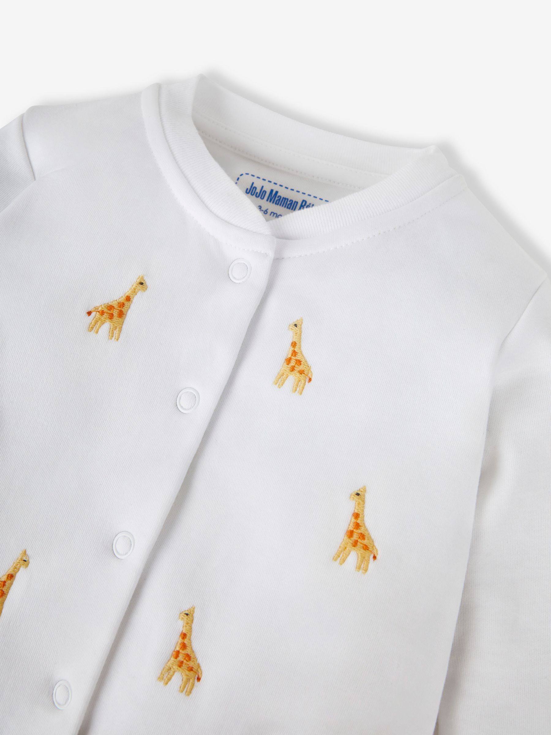Giraffe Embroidered Cotton Baby Sleepsuit - Image 4 of 5